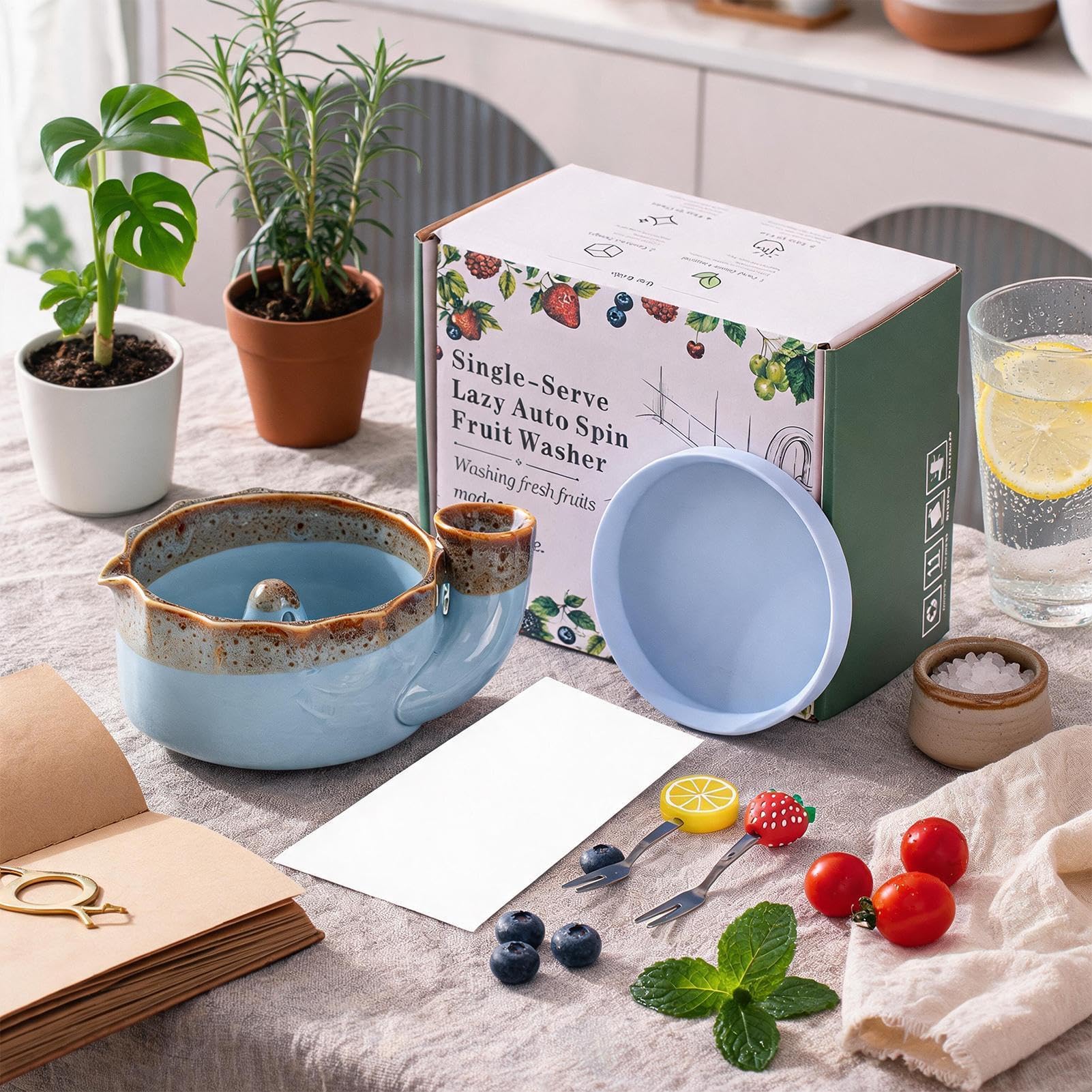 Swirling Berry Washing Bowl con Holes Berry Cleaning Bowl