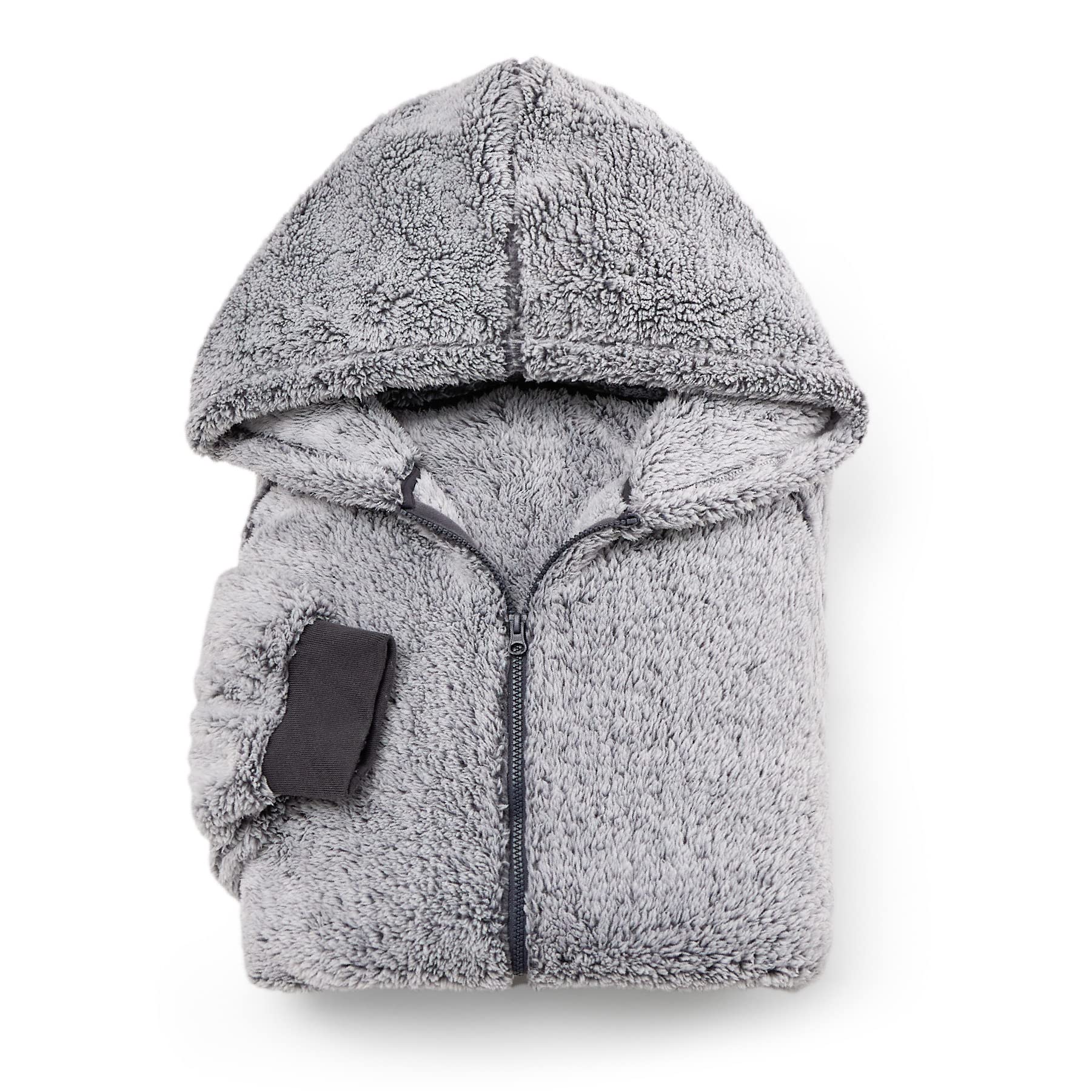 Bedsure Couverture à capuche avec manches Sherpa - Couverture douillette avec manches - Pull douillet - Couverture portable - Cadeau pour femme, Gris, 100x78 cm