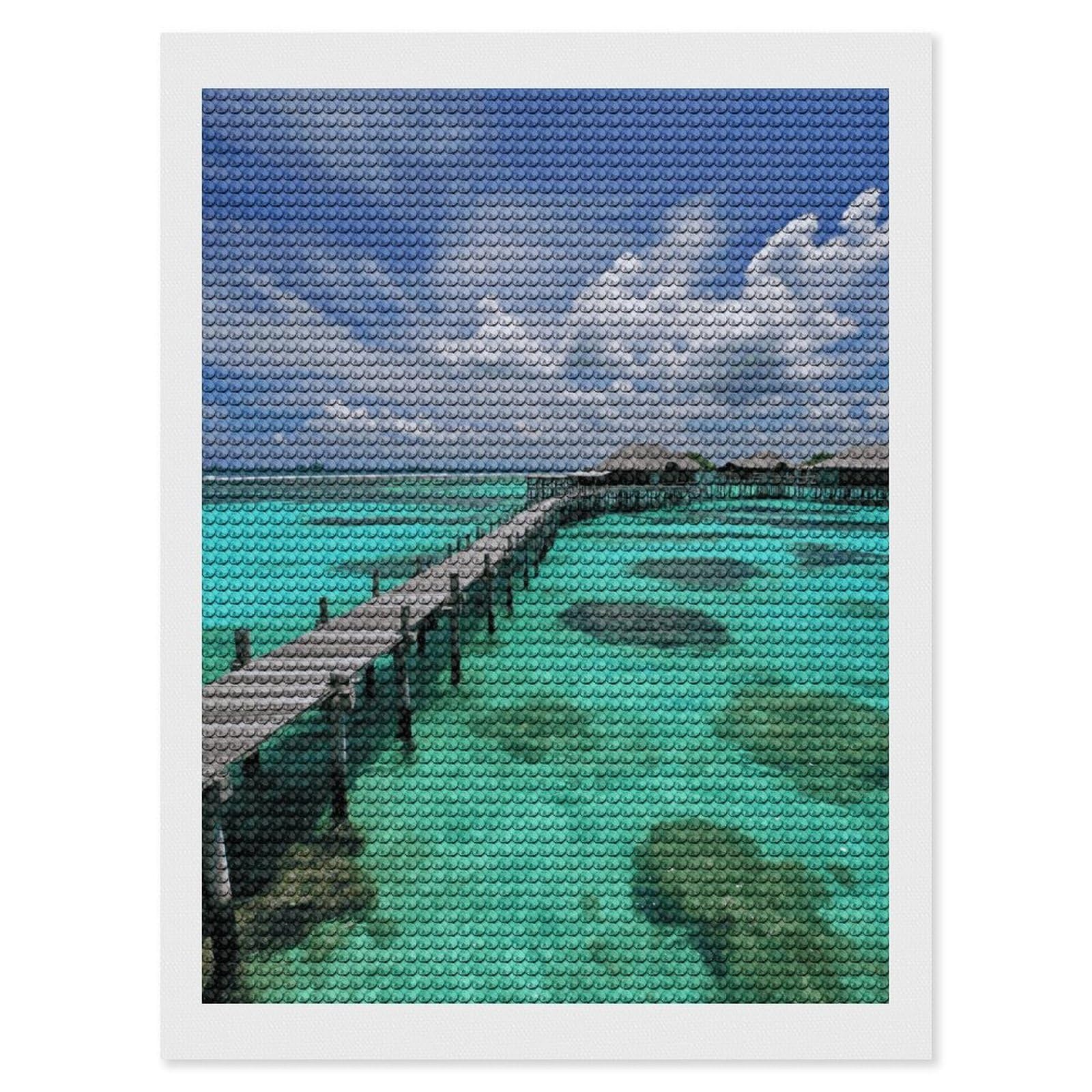 DWVTSLH Maldives Scenery Diamond Painting Kits for Adults, Personalized Diamond Photo Art Full Drill, DIY 5D Diamond Art Painting Kits for Beginners, Home Wall Decor 12"x16"