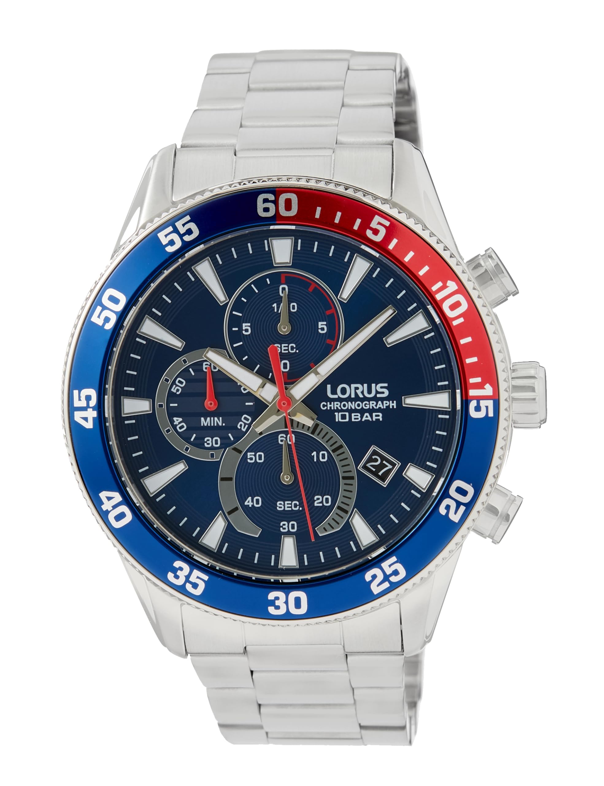 Lorus Herren Analog Quarz Uhr mit Metall Armband RM325JX9, Blau