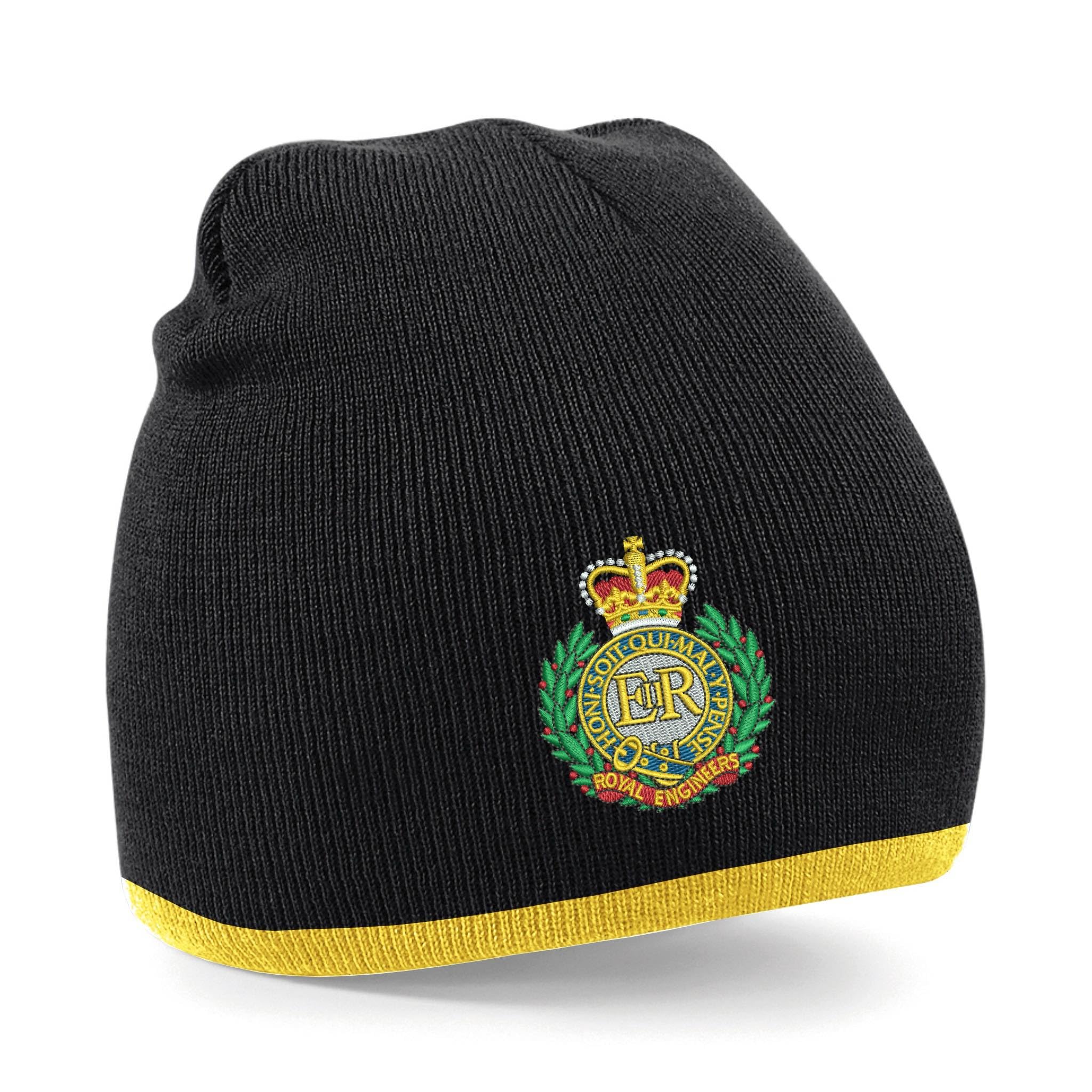 The Military Store Unisex Black/Gold Royal Engineers Beanie Hat