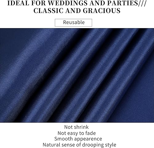 Miniatura 4 de Paquete de 10 caminos de mesa de satén azul marino de 12 x 108 pulgadas de largo para bodas, decoraciones para fiestas de cumpleaños, banquetes,