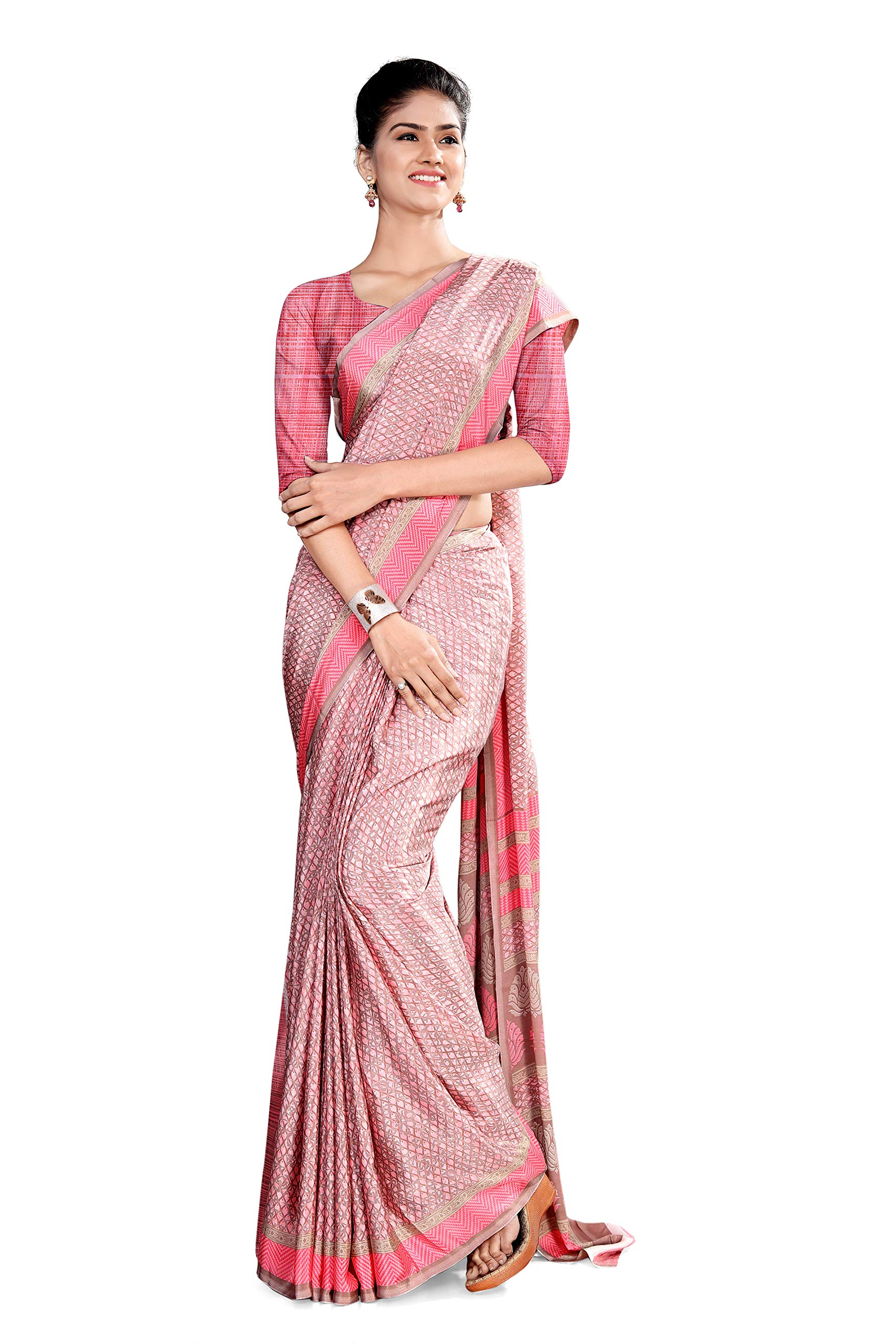 uniform sarees corp Women's Silk Crepe Saree With Blouse Piece-picture-52