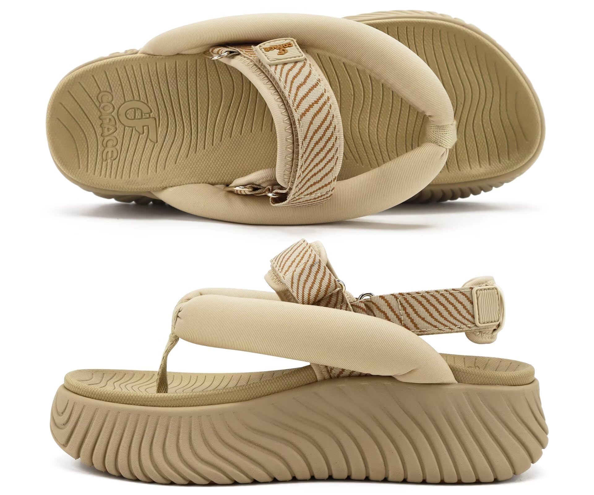 COFACE Ortopedici Sandali Trekking Donna Comode Camminata Memory Foam Sportivi Sandalo Estive Regolabile Leggero Escursionismo Spiaggia Piscina Eleganti Platform Infradito