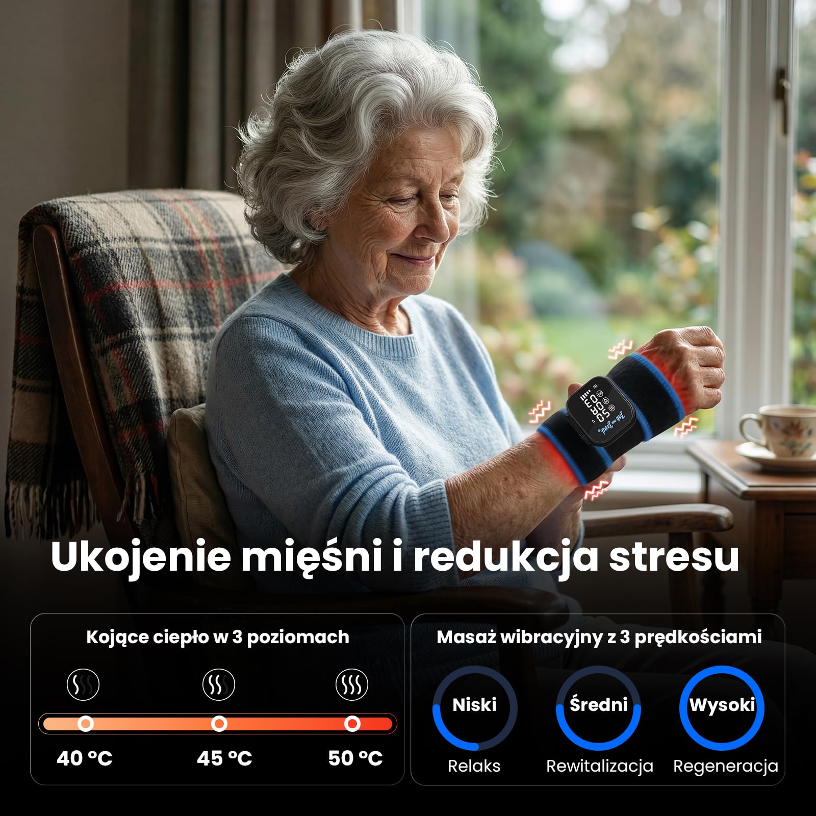 BOB AND BRAD TheraHeat Masażer Nadgarstka z Ciepłem i Czerwonym Światłem