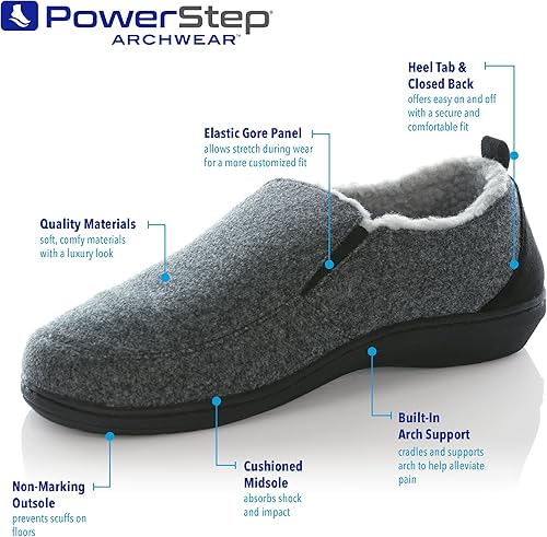 Miniatura 4 de Powerstep Men's 2022 Archwear, House Shoes, Orthotic Slippers with Arch Support