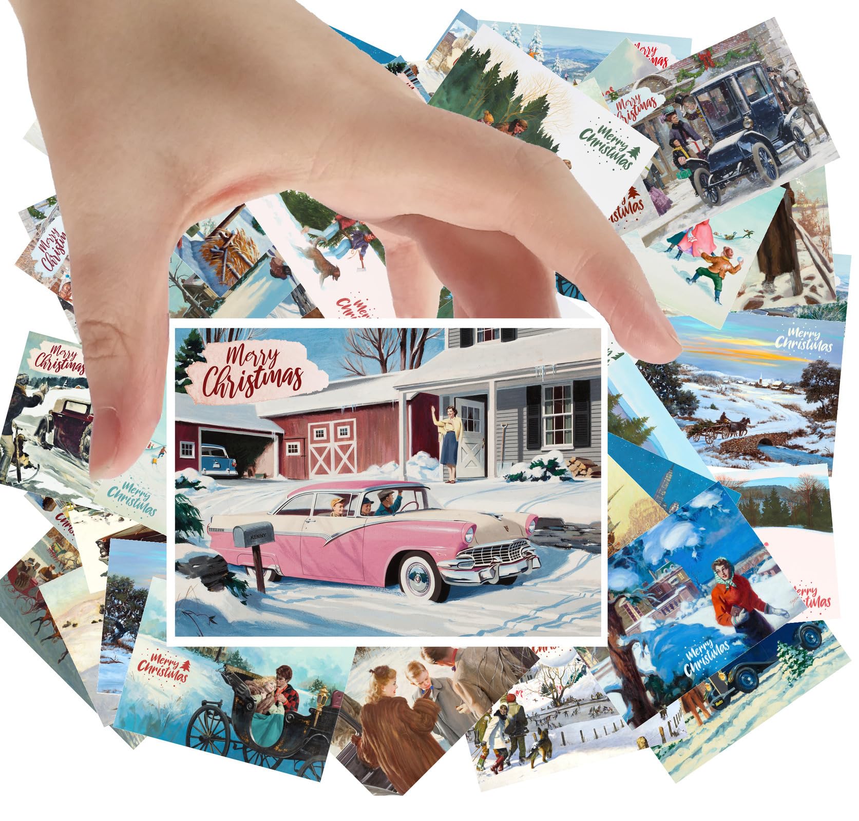 Autocollants Noël pour familles qui voyagent réimpression vintage lot de 24 stickers