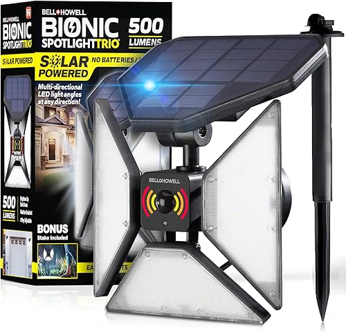 Bell+Howell Bionic Spotlight como se ve en la televisión, luces solares de movimiento de 3 paneles al aire libre brillante 500 lúmenes luces solares Bell+Howell Bionic Spotlight como se ve en la televisión, luces solares de movimiento de 3 paneles al aire libre brillante 500 lúmenes luces solares