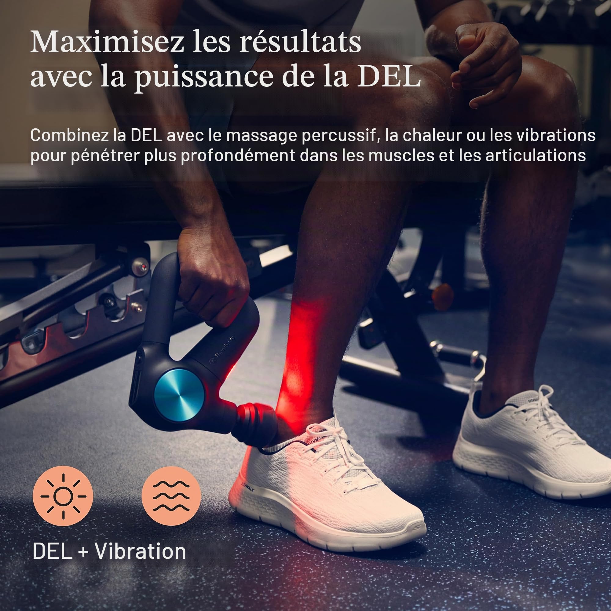 Therabody Theragun Pro Plus Gen 6 – Pistolet de massage à percussion avancé 6 en 1 avec chaleur, vibrations et lumière LED pour un confort complet du corps et une meilleure facilité musculaire