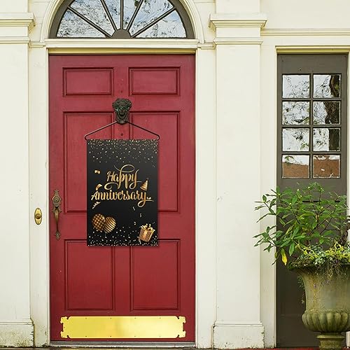 Miniatura 5 de Bandera de jardín de doble cara, cartel de aniversario de boda, letrero de puerta de casa de aniversario de empresa, fiesta de cumpleaños de
