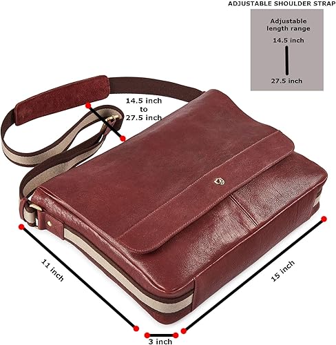 Miniatura 2 de Bolso de cuero real para computadora portátil, para hombres y mujeres, estilo vintage, estilo mensajero, bolso de hombro