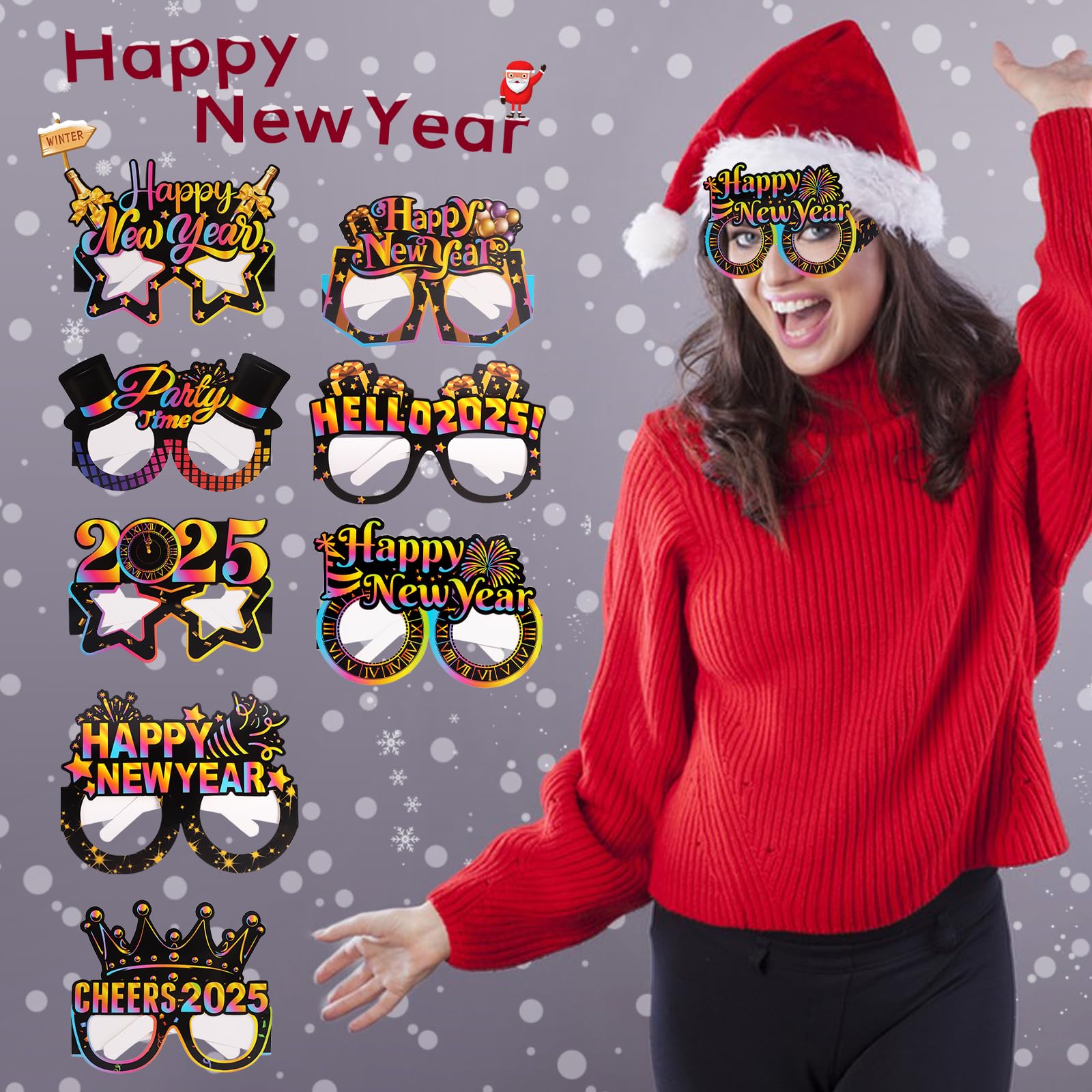 16PCS Happy New Year Glasses 2025,Fancy Party Eyewear 2025 Glasses New Years Eve,2025 Happy Year Eyeglasses New Year Photo Props,New Years Eve Party Supplies 2025 Eyeglasses for Happy Year Decorations - Image 3
