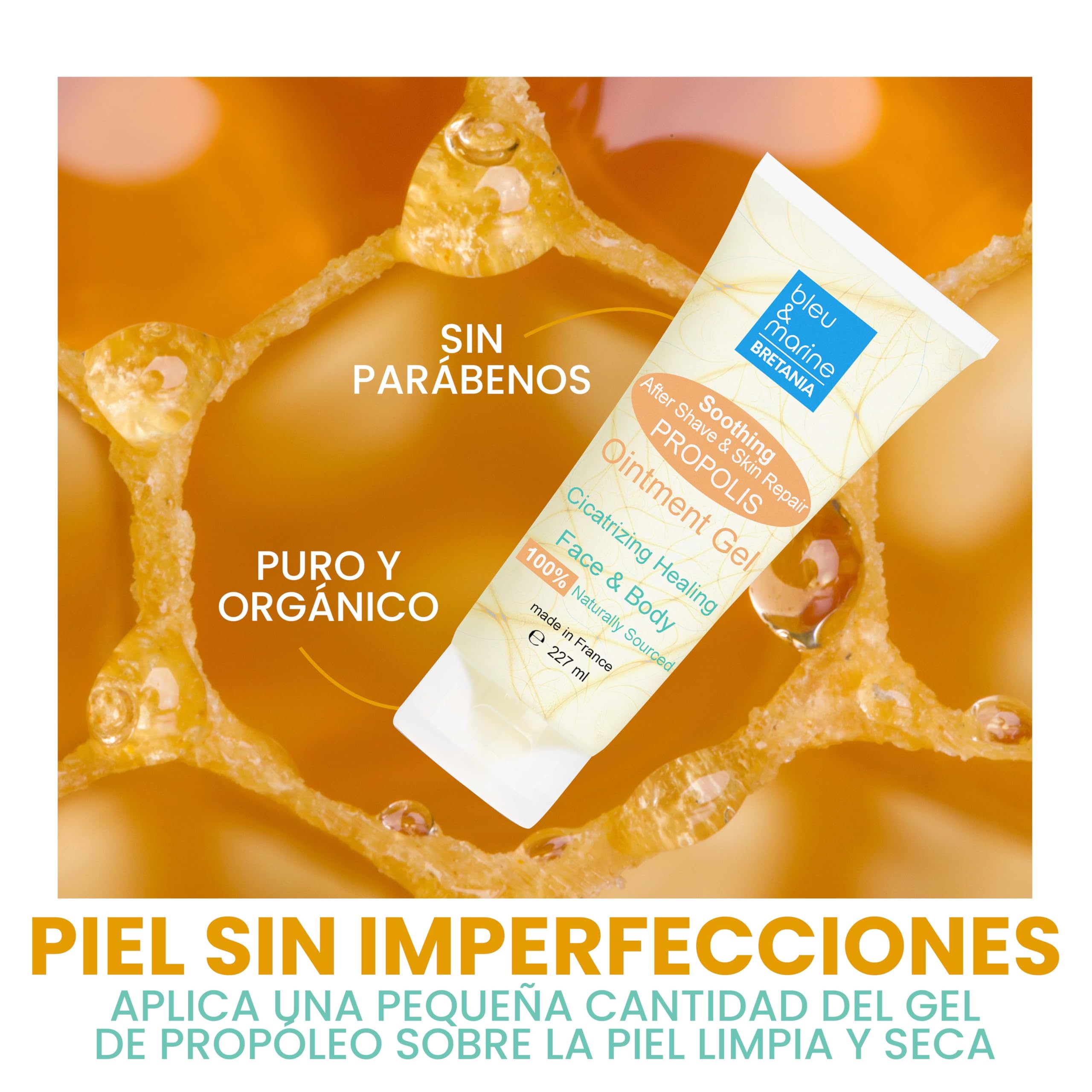 Gel al Propoli, Viso, Gel Riparatore, Pelle sensibile imperfetta, Calma la pelle irritata, Dopobarba, Sollievo dal prurito, Idratante, 500 ml