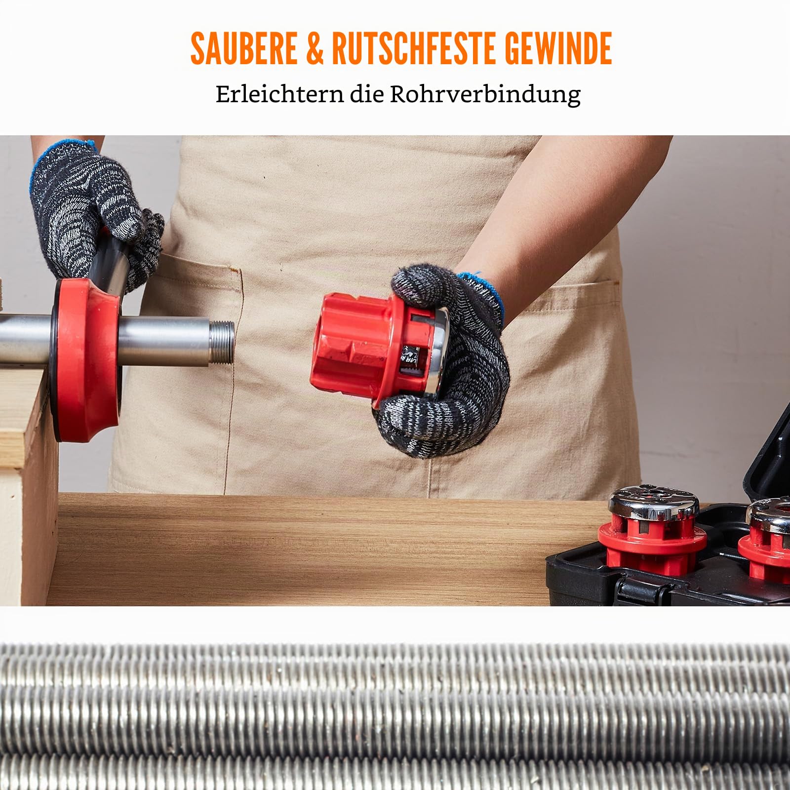 VEVOR 6-tlg. Set Gewindeschneidkluppe Rohrgewindeschneidsatz Kluppe Gewindeschneider 1/4 Zoll NPT – 1-1/4 Zoll NPT im Koffer 9SICR-Schneidkopf Ideal für Baugewerbe Sanitärindustrie usw.