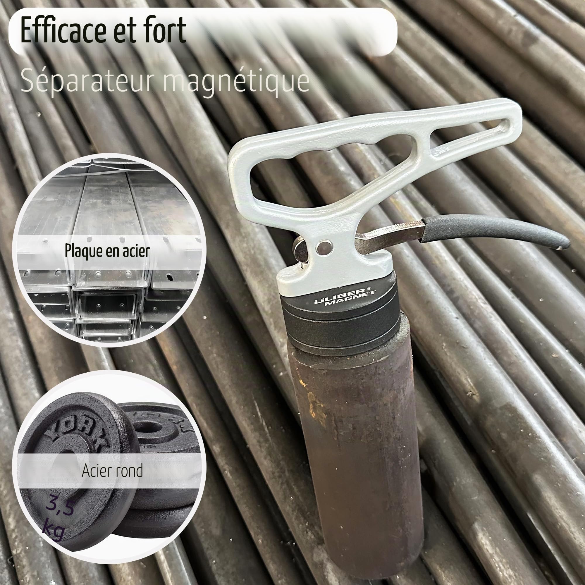 ULIBERMAGNET Outil pick-up magnétique robuste, libération rapide, portable avec poignée ergonomique