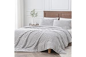 BEDELITE Fleece Queen Comforter Set - Queen Faux Fur Comforter Bed Set