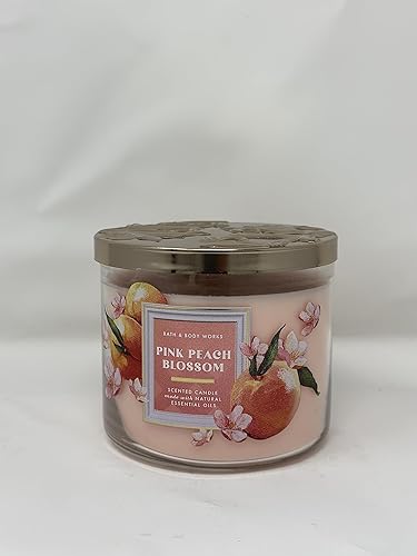 Pink Peach Blossom - Vela de 3 mechas de 14.5 oz (411 g) fabricada con aceite esencial natural