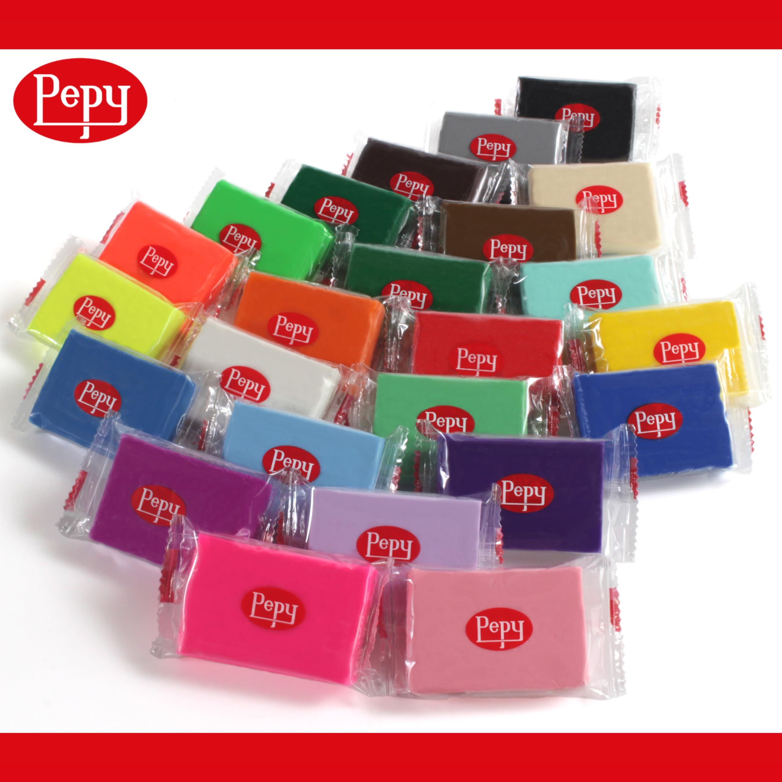 Pepy Plastilina - Arcilla de modelar reutilizable y no seca, juego de regalo y aula; juego de 48 barras, 1.4 onzas cada una, 2 de cada uno de los 24 colores, perfecto para proyectos de arte y