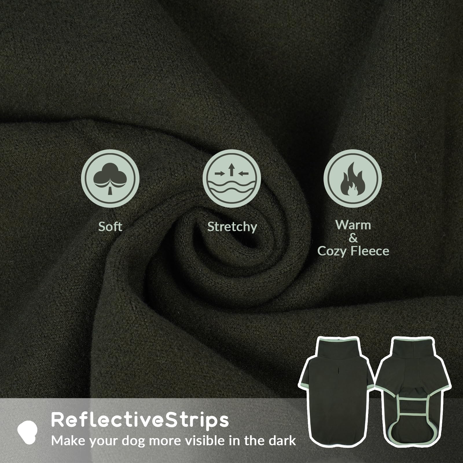 Dog Fleece Jacket, Onesies for Medium Dogs Sweater Fleece Coat Snow Jacket Winter Outfit Lovely(Armygreen, L) - Image 2