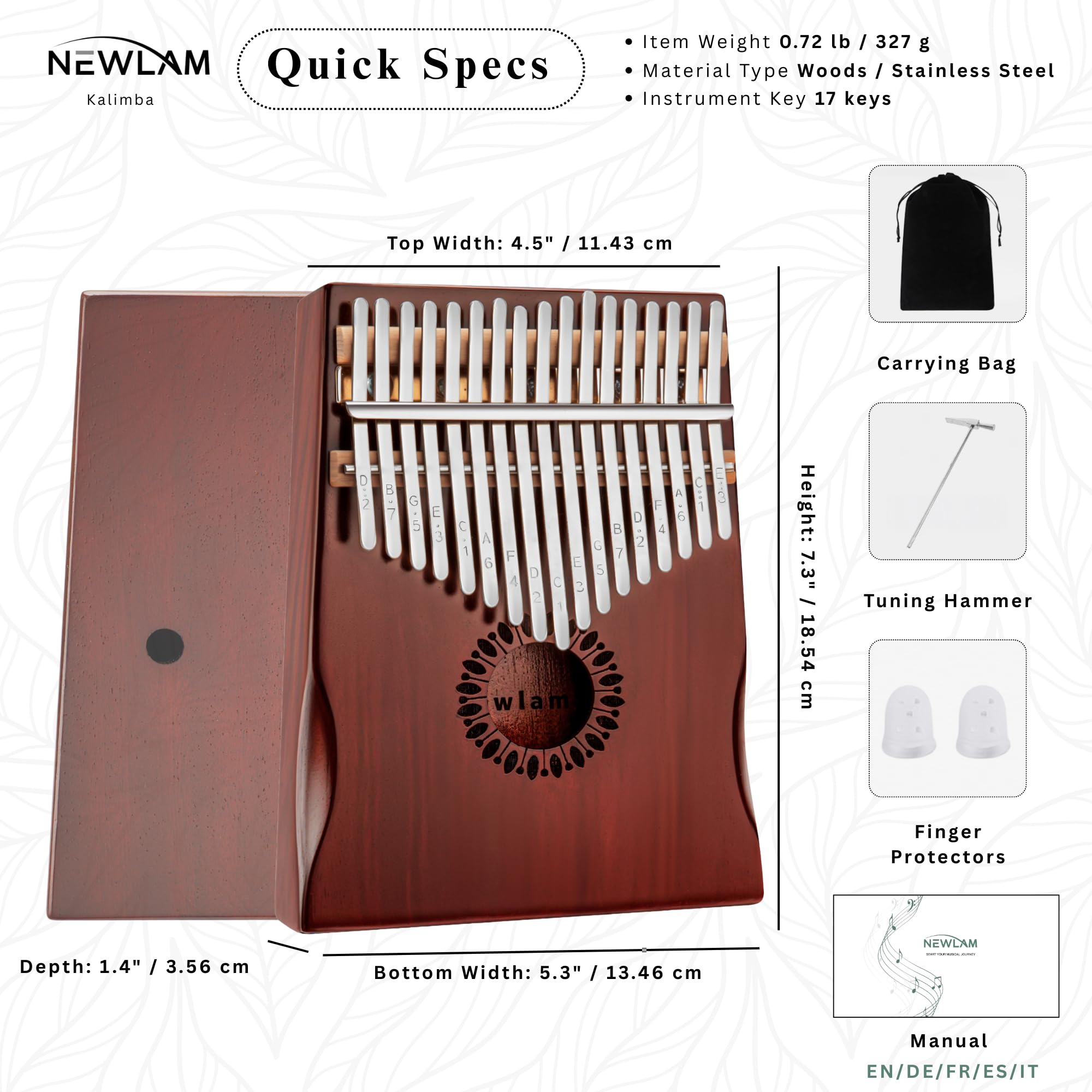 Newlam Kalimba Daumenklavier 17 Tasten Musikinstrument, Fingerklavier Instrument Klaviergeschenk für Kinder und Erwachsene Anfänger