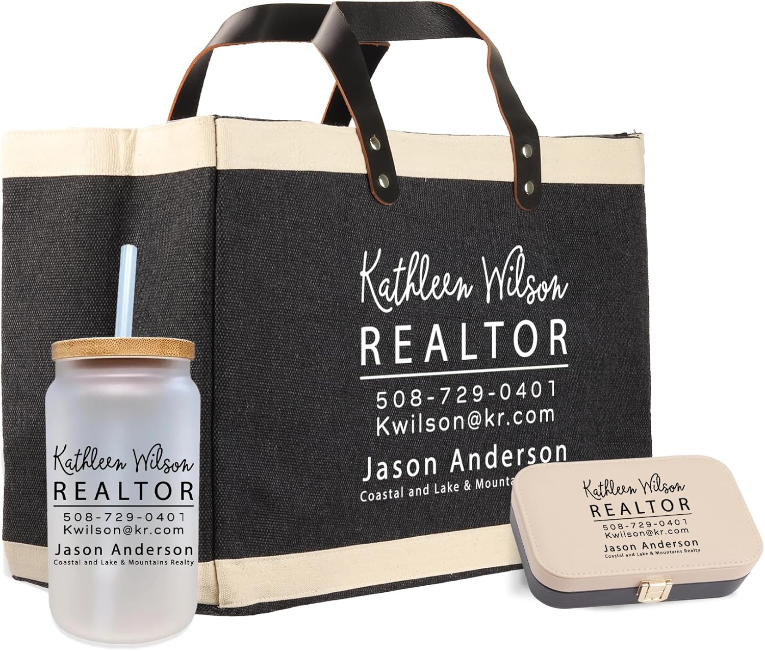 VANESSA ROSELLA Personalized Realtor Business Cotton Jute Tote Bag Custom Swag Real Estate Agent Bulk Gift Burlap