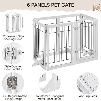 CHIEN　1001 Amazon.com : Yaheetech 32-inch Tall Dog Gate with Door Extra