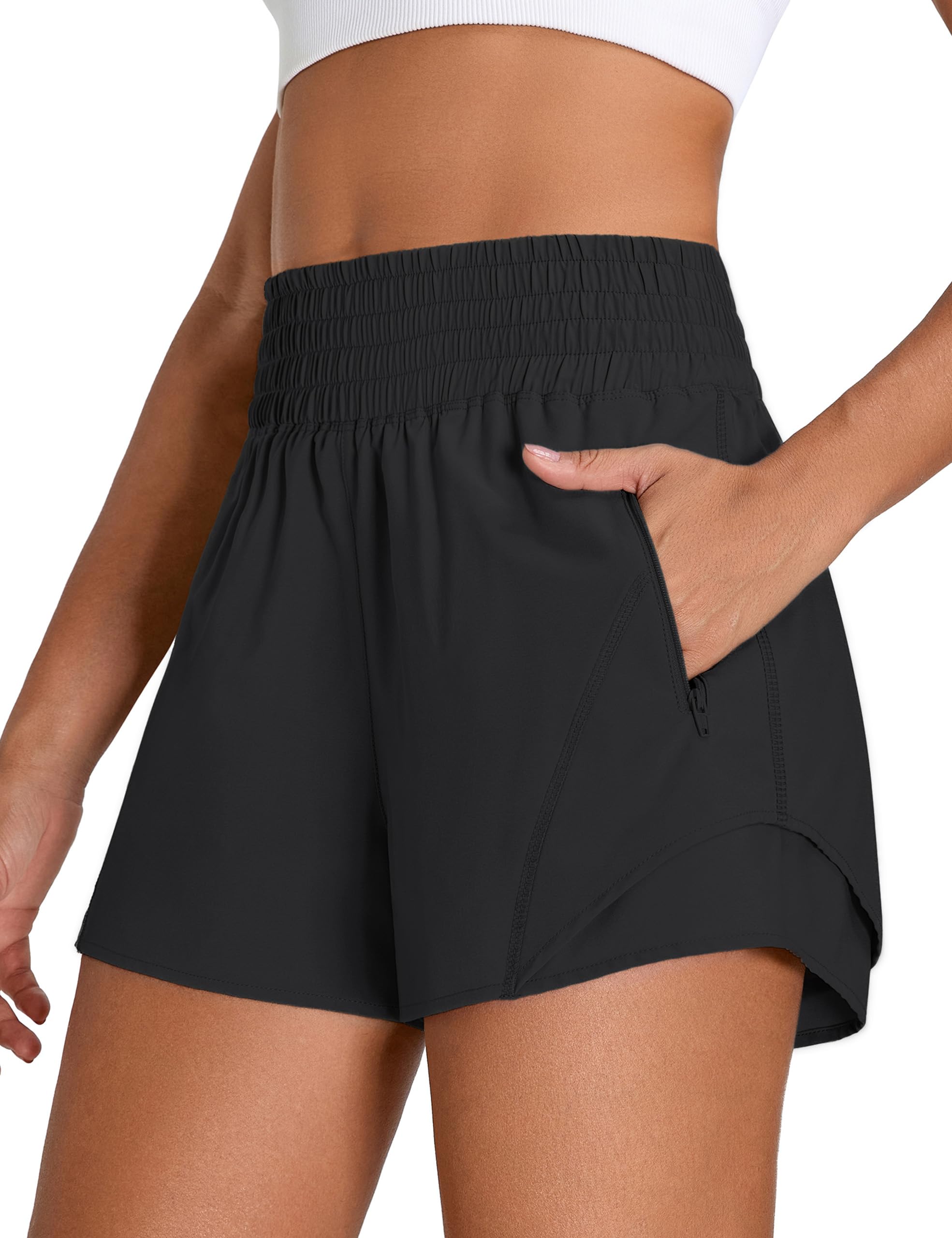 Photo 1 of **Runs Small**
BMJL Women's Athletic Shorts High Waisted 2.5" Running Short with Zipper Pocket Sporty Yoga Gym Workout Shorts(S,Black)