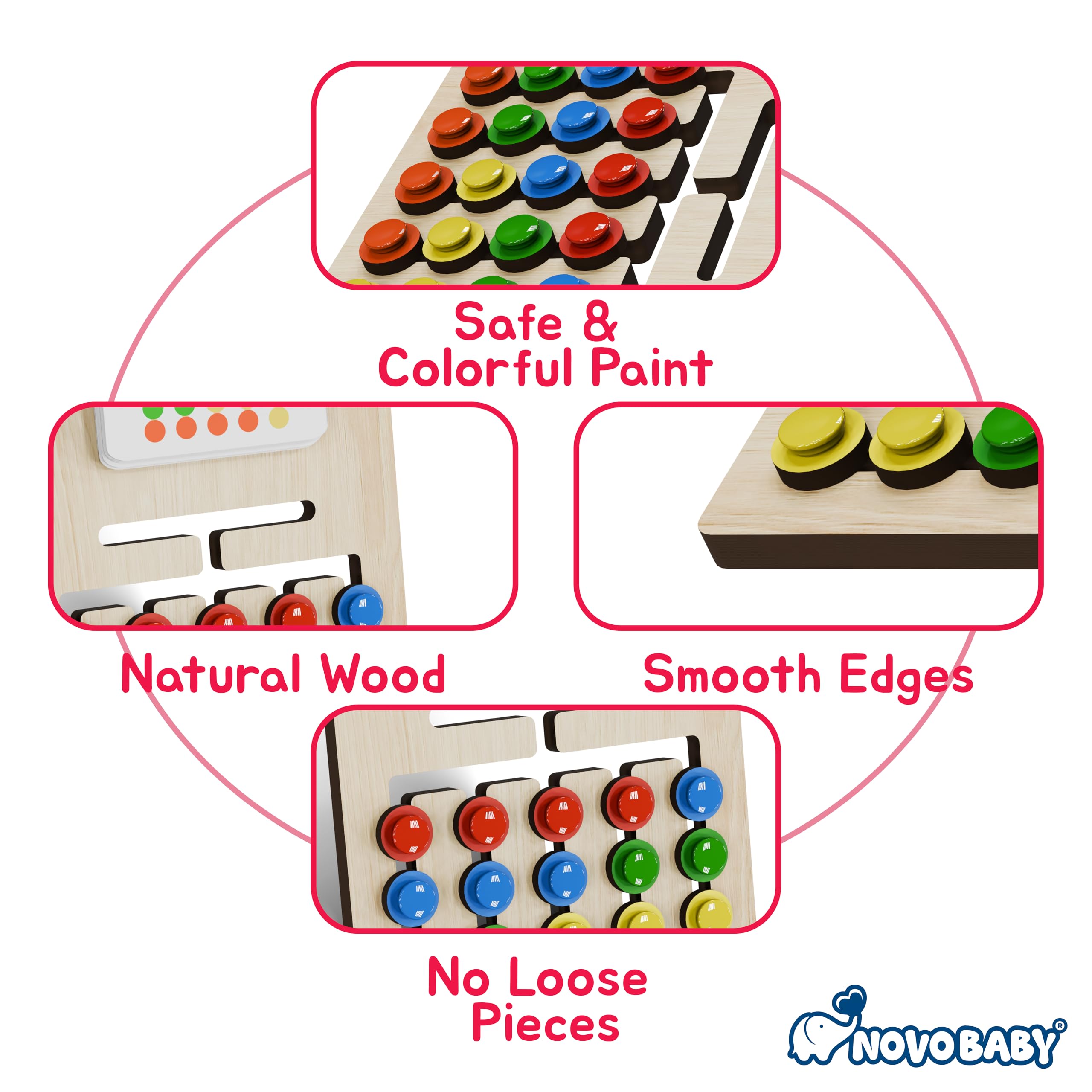 Novo Baby Kids Montessori Slide Puzzle | Color & Pattern Matching Learning Toys for Kids 3-8 Years | Preschool Educational Activity Toy for 3,4,5,6,7,8 | Toys for 6-Year-Old Boy (Modern) 2