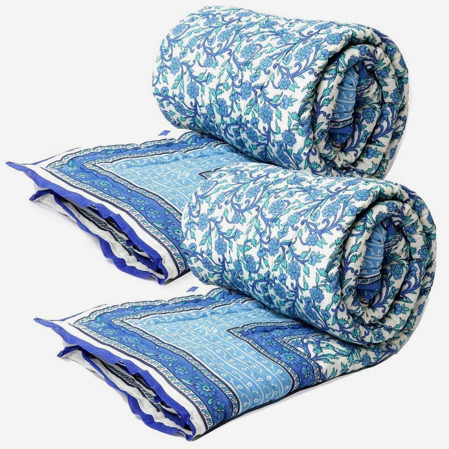 Buy Hopee Shop Rajasthani Jaipuri Quilt Blue and White Color Floral