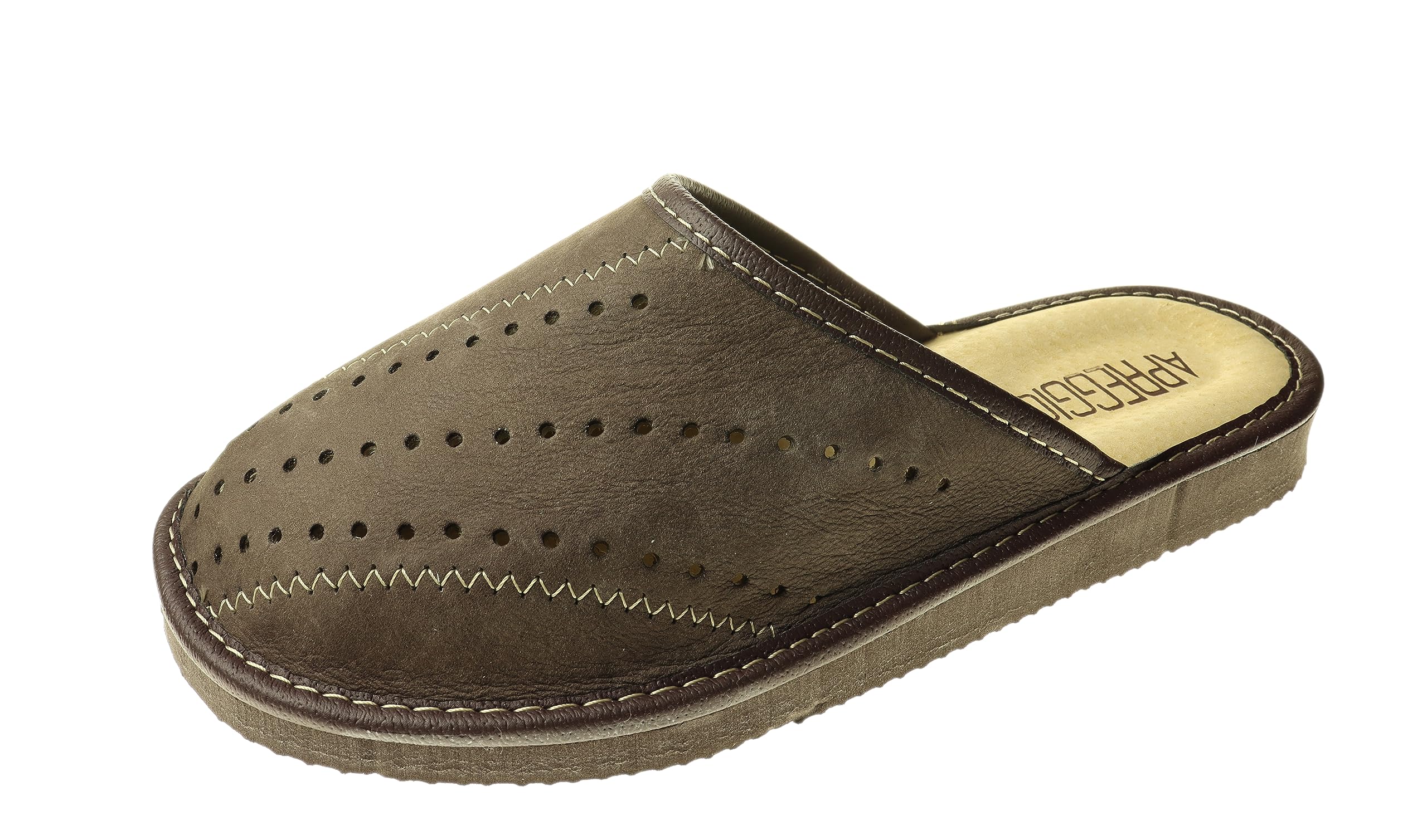 APREGGIO - Hausschuhe Herren Leder – Herren Pantoffeln - Bequeme Slippers Herren - Komfort Herrenhausschuhe