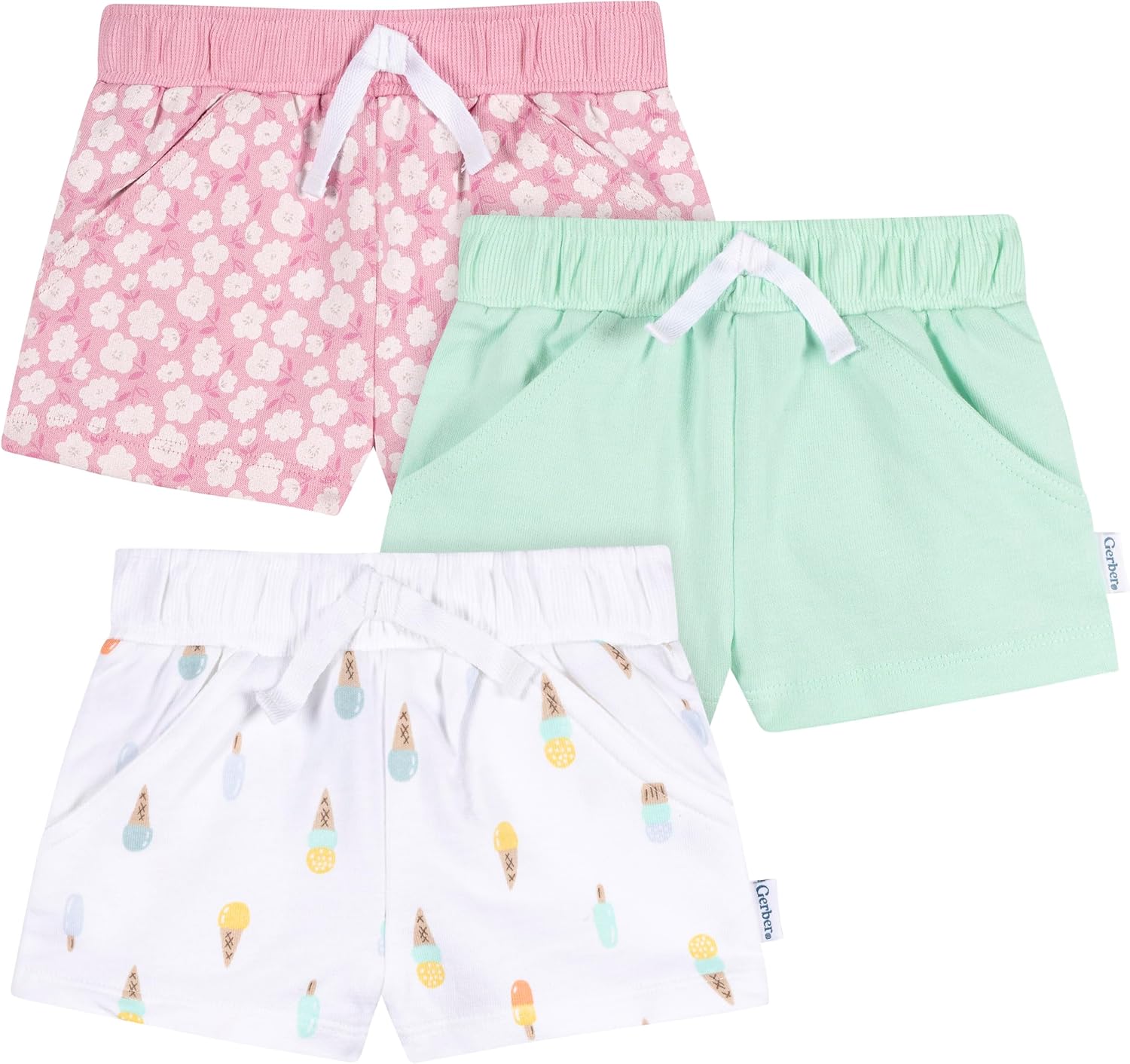 Gerber Baby Girls' 3-Pack Knit Shorts