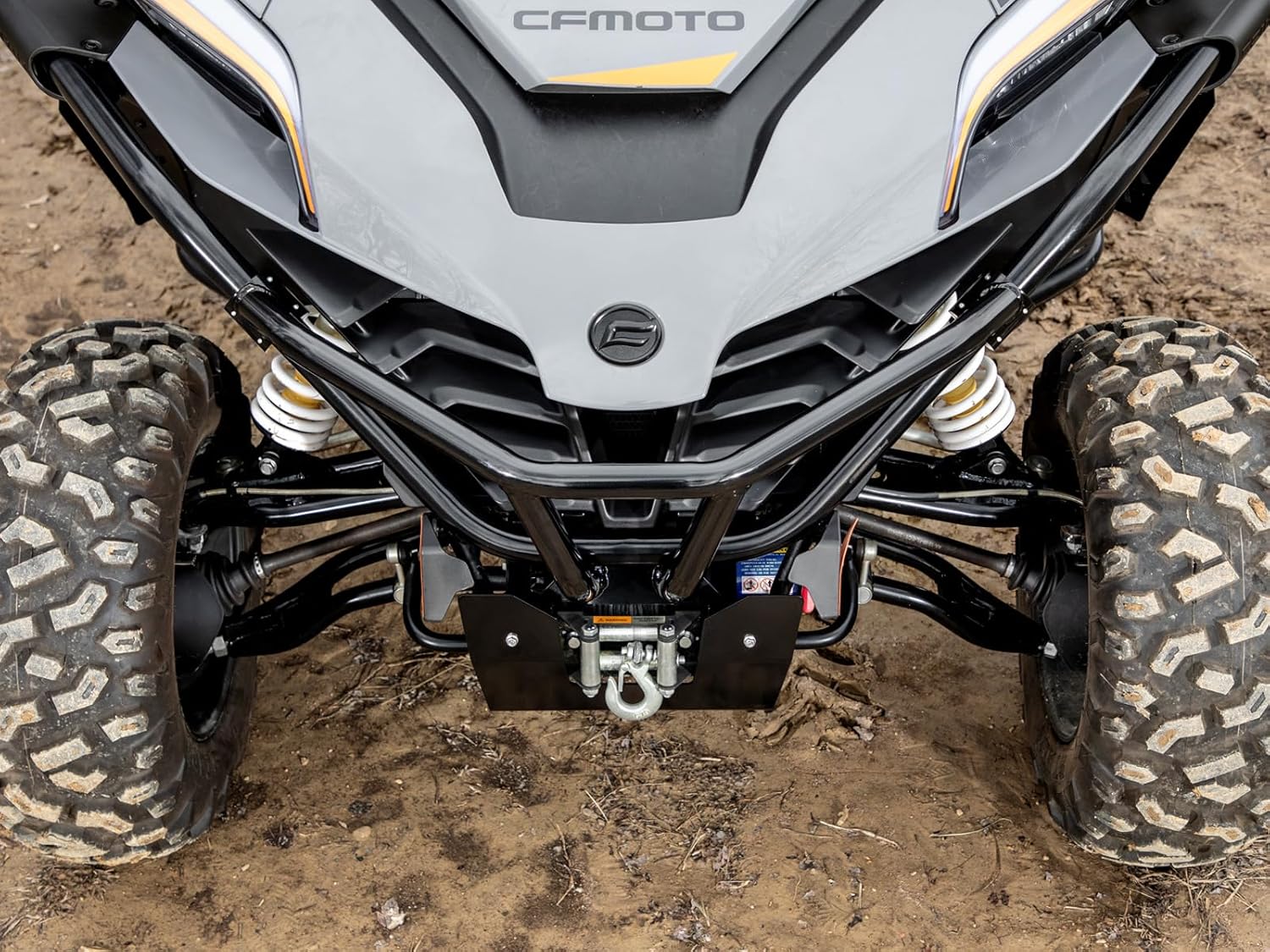 SuperATV Black Front Bumper for 2022-2024 CFMoto ZForce 950 HO/2020-2024 ZForce 950 Sport/950 Trail, Steel DOM Tubing, Protects Front End, Sleek and Stylish Design, No Drilling, See Fitment, USA Made