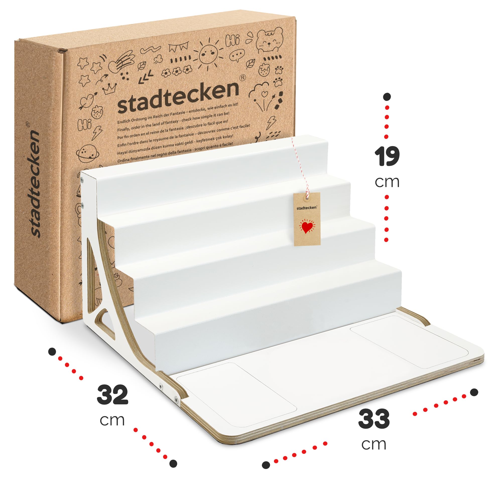 stadtecken® Magnetisches Regal für Musikbox-Figuren – Passend für Kallax und mehr | Optional mit Platz für Toniebox | Geeignet für ca. 40 Figuren | Weiß (BoxPlus)