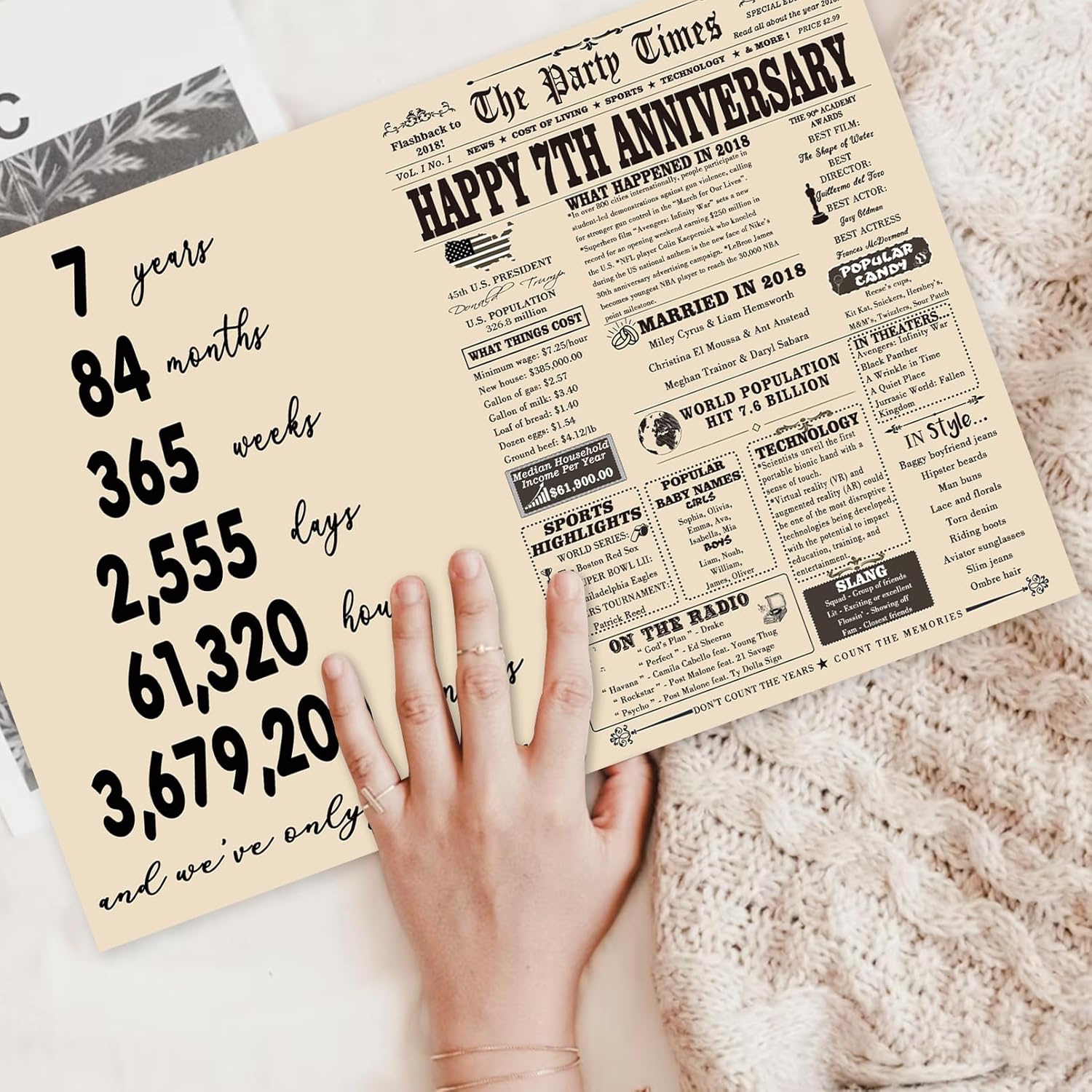 YiKaLus Vintage 7th Wedding Anniversary Card for Husband Wife, Big Seven Years Aday Gifts Card for Him Her, Copper Gifts for 7th Anniversary Yk-357 image 5 of 6 B0DMCQJ1GZ