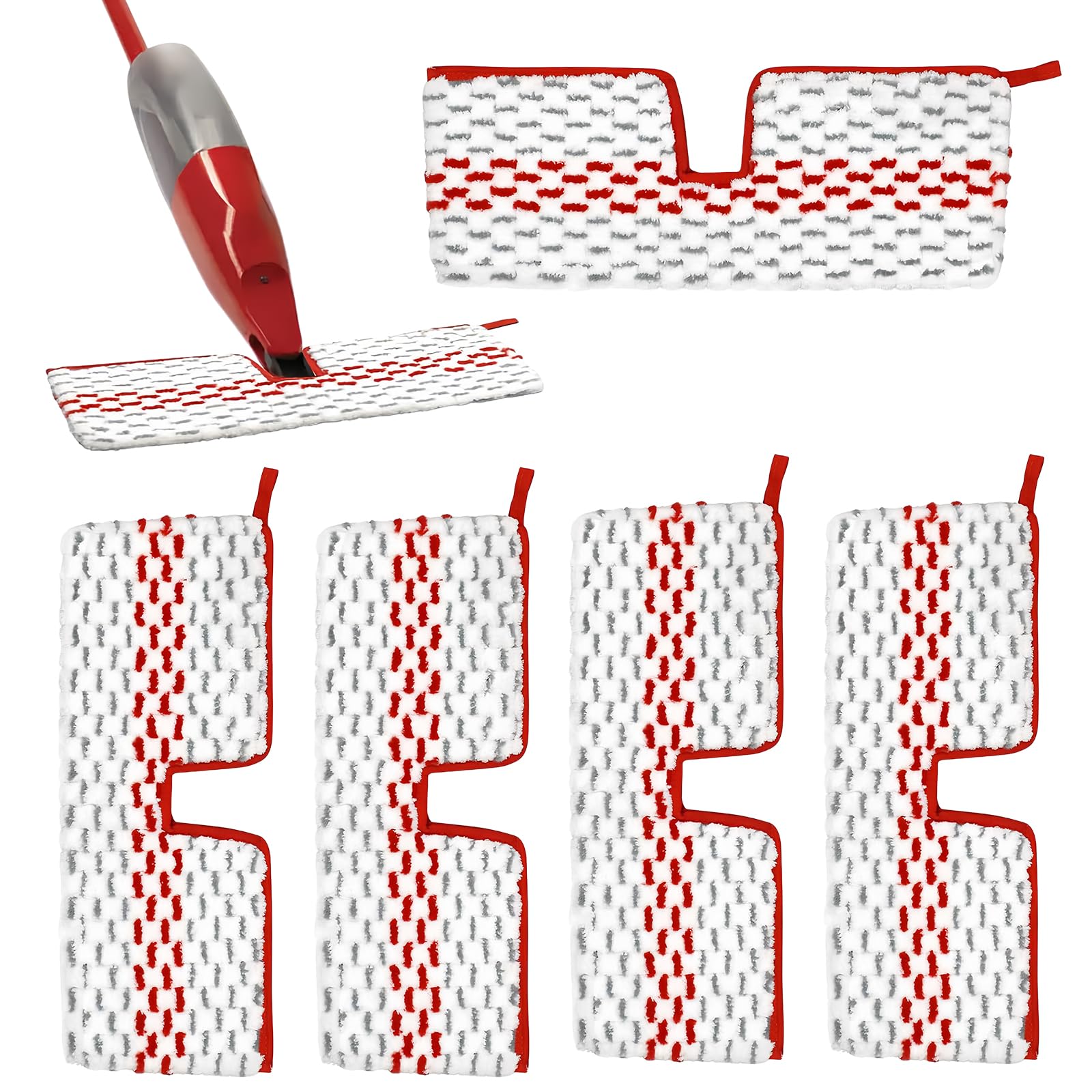 4-Piece Set Reusable Mop Pads, Microfibre Floor Mop Replacement Heads for Vileda/O-Cedar proMist MAX, Rose