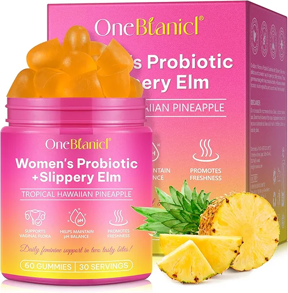 Vaginal Probiotics for Women, PH Balance Gummies, Probiotics for Women Vaginigal Health, Support Healthy Odor, Yeast Balance & Flora, Improve Immune, Women's Probiotic+Slippery Elm, 60 Gummies