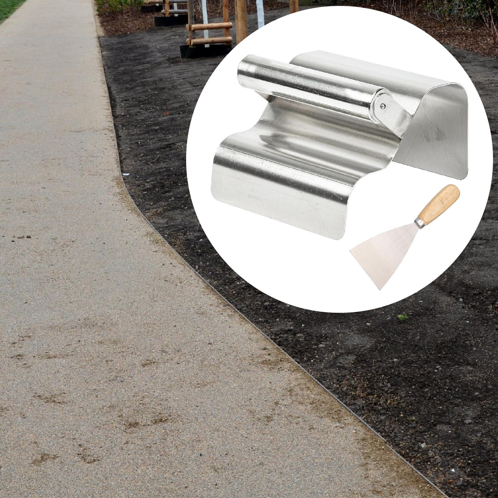 Fenteer Paleta para Bordillos de Paisajismo, Herramienta Portátil Ideal para Trabajos con Cemento Y Masilla, Onda de Plata