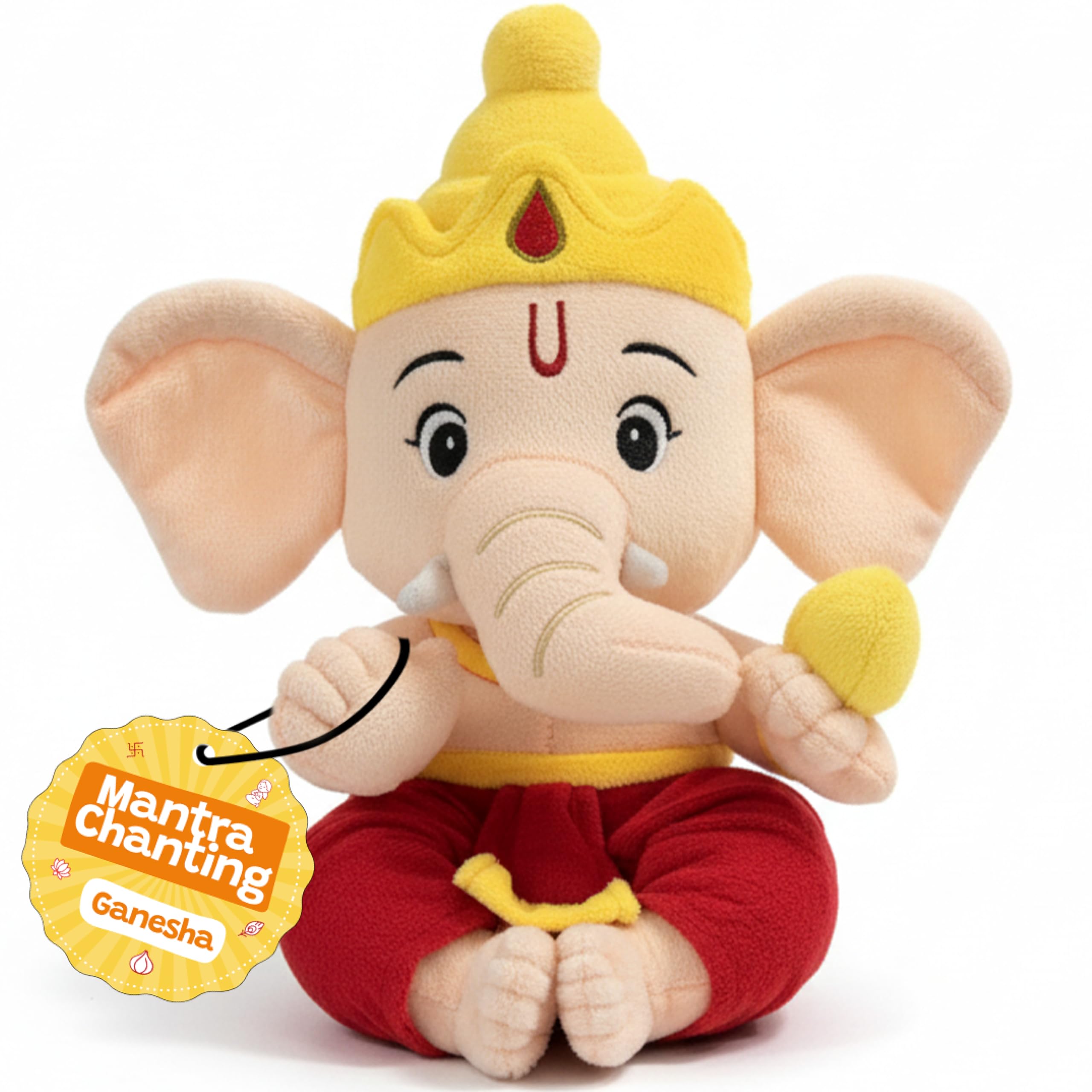 WonderBuddy Divine Mantra Chanting Baby Ganesha with 10 Preloaded Mantras & Aartis, Musical Soft Plush Toy, Best Gift for Infants, Toddlers & Kids (Medium - 25 Cm) discount deal
