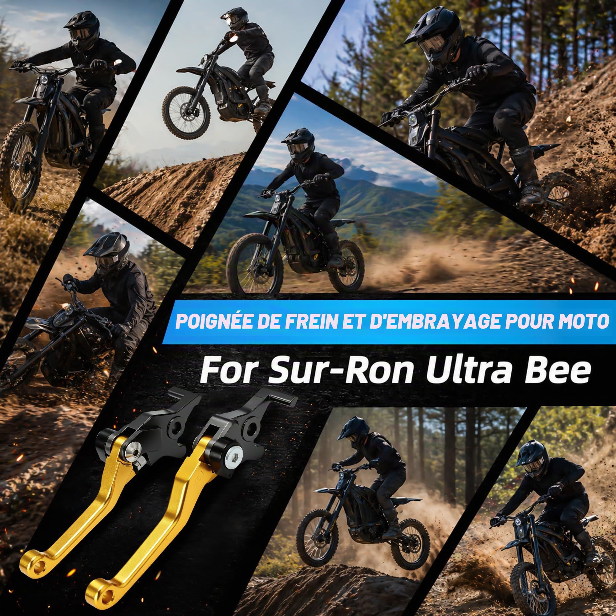 Sur Ron Levier de frein pour Ultra Bee Pivot réglable Surron UltraBee Levier de frein électrique CNC pour moto tout-terrain Doré