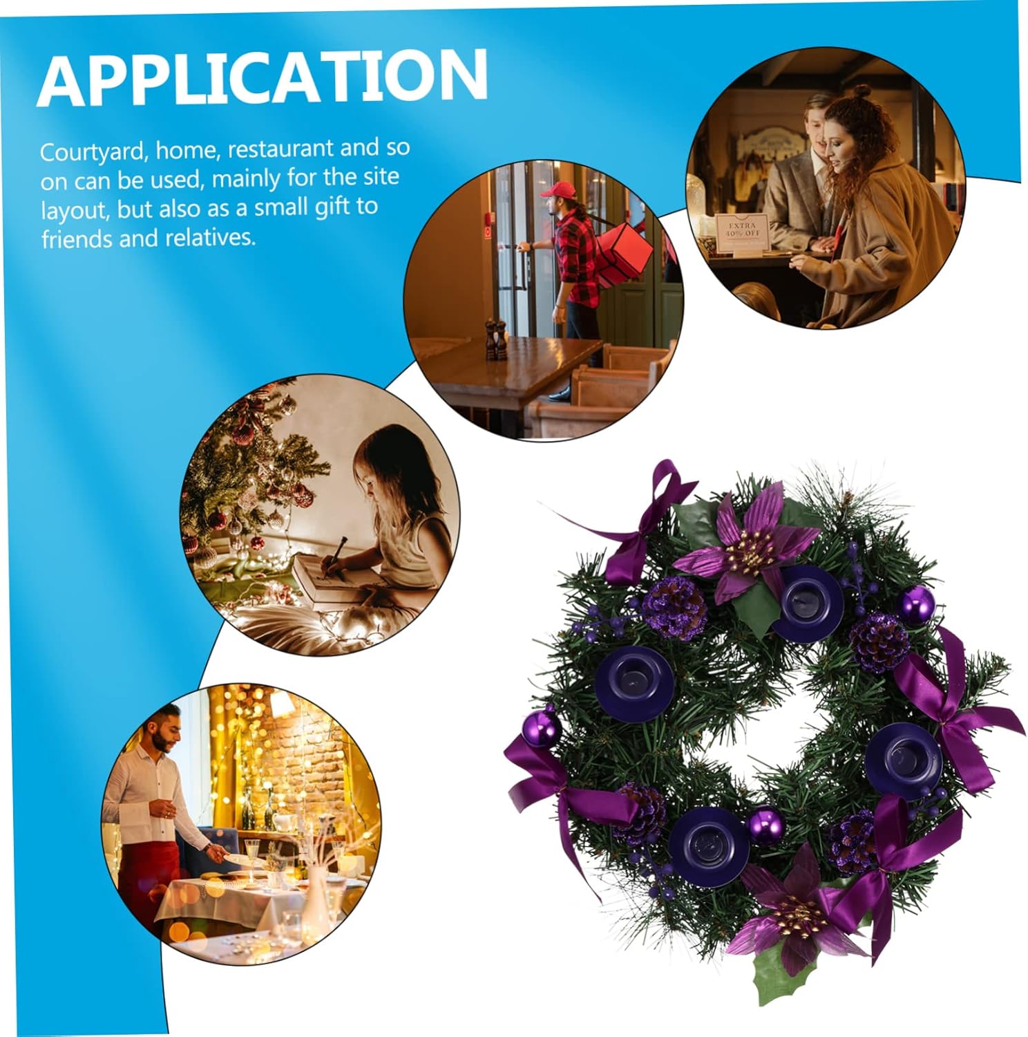 LIFKOME 1pc Christmas Wreath Candlestick Holder Decorative Candle Stand for Festive Home Decor Advent Centerpiece for Holiday Celebrations