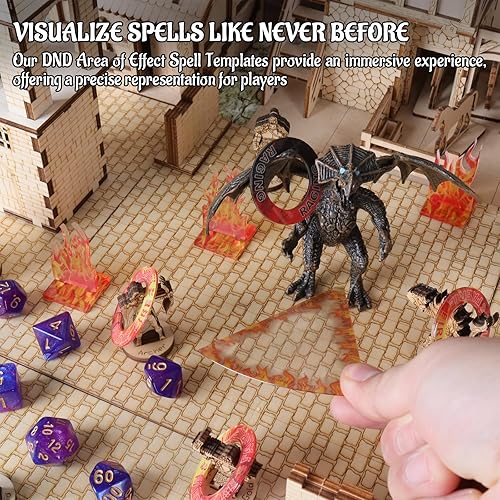 Miniatura 2 de CZYY Plantillas de hechizos de área de efecto DND  Juego de 28 marcadores para hechizos AOE Plantillas de efectos de hechizos de PVC borrables con