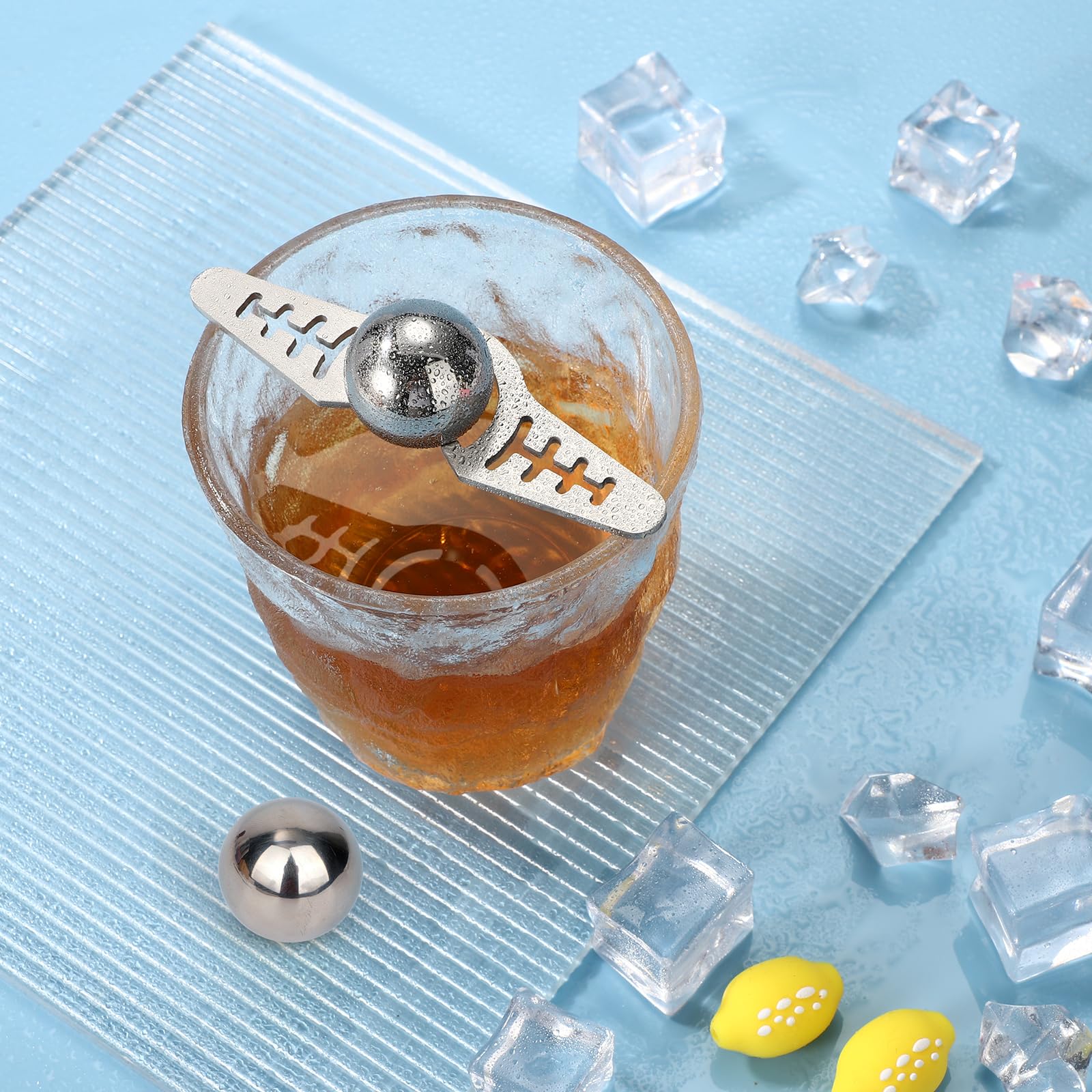 2pz Sfera Congelata per Espresso, Riutilizzabile Acciaio Inossidabile Sfera di Caffè Ghiacciato con Supporto non Diluito Refrigeratore Accessori per Home Cafe Bar