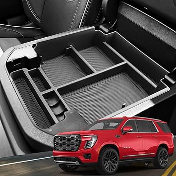 Power Sliding Middle Console Organizer GMC Denali for 2021-2026 GMC Yukon Denali/Denali Ultimate Yukon XL GMC Denali 26 Yukon SUV Console Tray Middle Console Arm Rest Organizer Denali Accessories