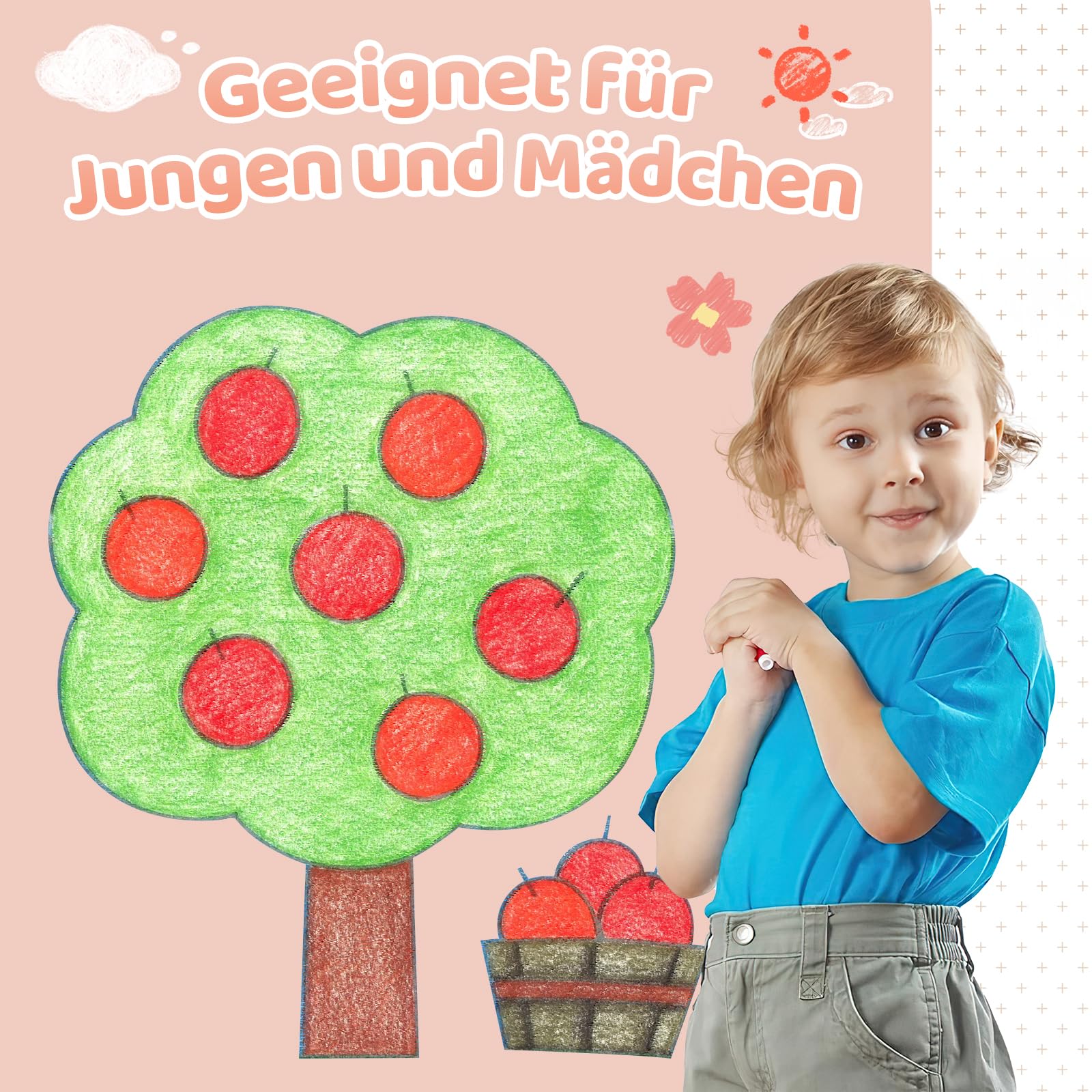 Magnettafel Kinder, 120 x 60 cm Magnetwand Gewölbte, 12 Kreidestiften, 1 Reinigungstuch, 6 Kreidehaltern, 1 Aufbewahrungsbox, Magnetische Zeichentafel für Jungen Mädchen(Kamelrosa)