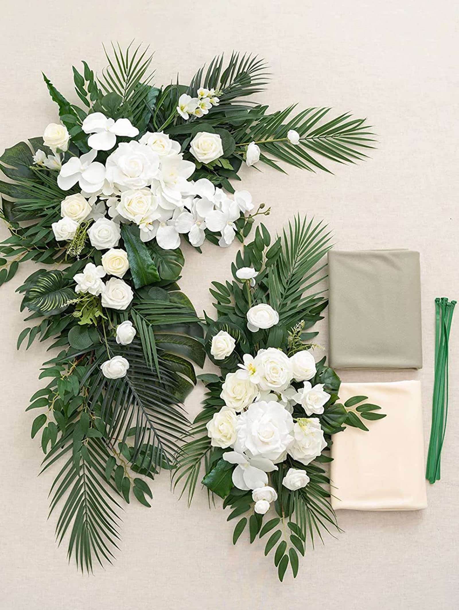 ZZYY Fiori arco di nozze con kit drappeggiato (set di 4) - 2 pezzi realistici fiori artificiali