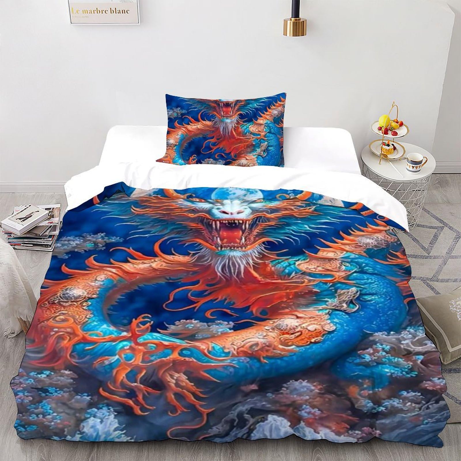 Housse de couette dragon pour lit simple 135x200 lit enfant parfait pour décorer sa chambre de garçon