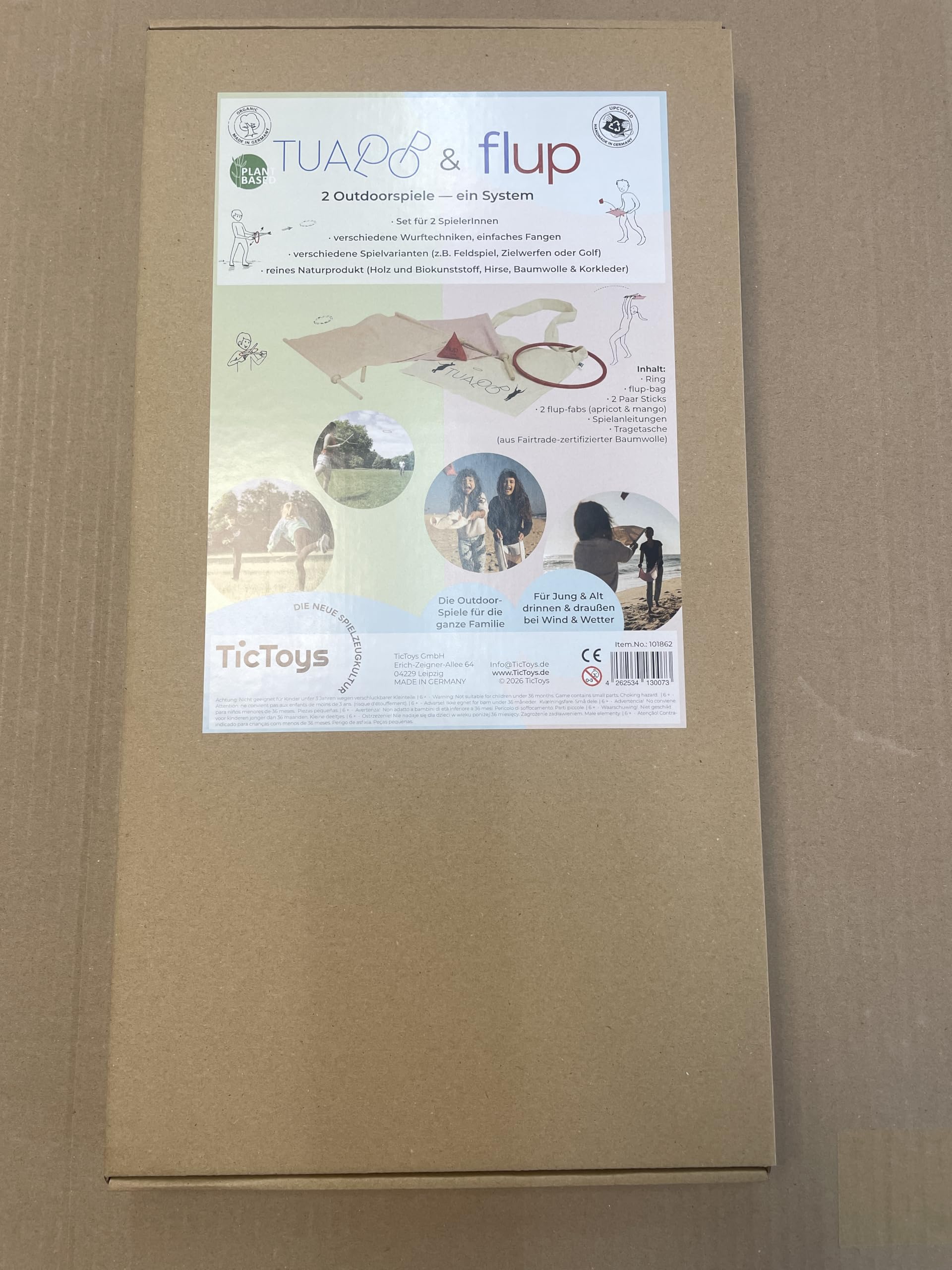 Tualoop & flup – 2 w 1 gra na świeżym powietrzu dla dzieci i rodzin | gra w rzucanie pierścieniami i łapanie | gra zręcznościowa do ogrodu, szkoły i na czas wolny | Made in Germany by TicToys