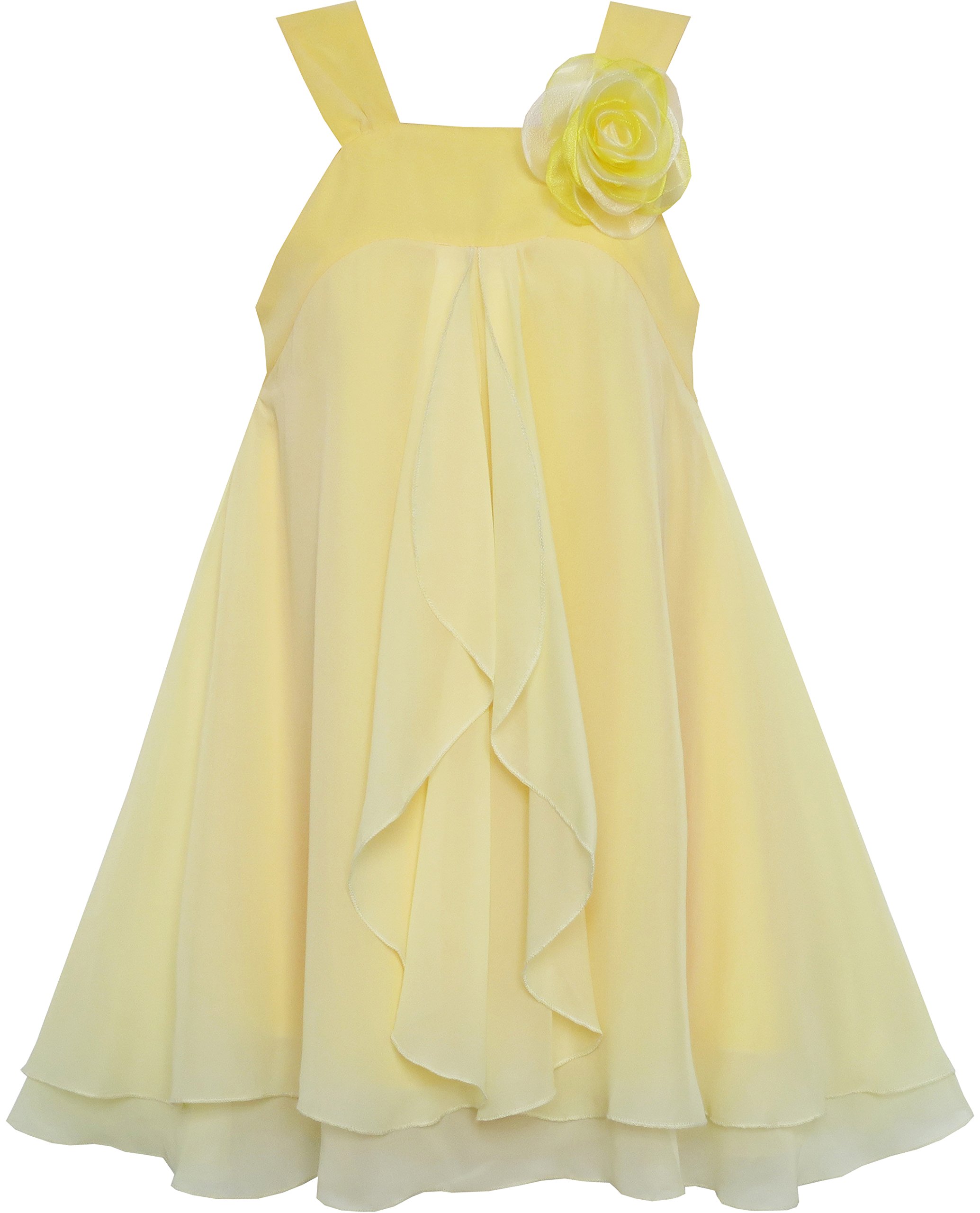 Sunny Fashion Vestido para niña Sin Mangas Cabestro Flor Multi Layer Gasa 4-14 años