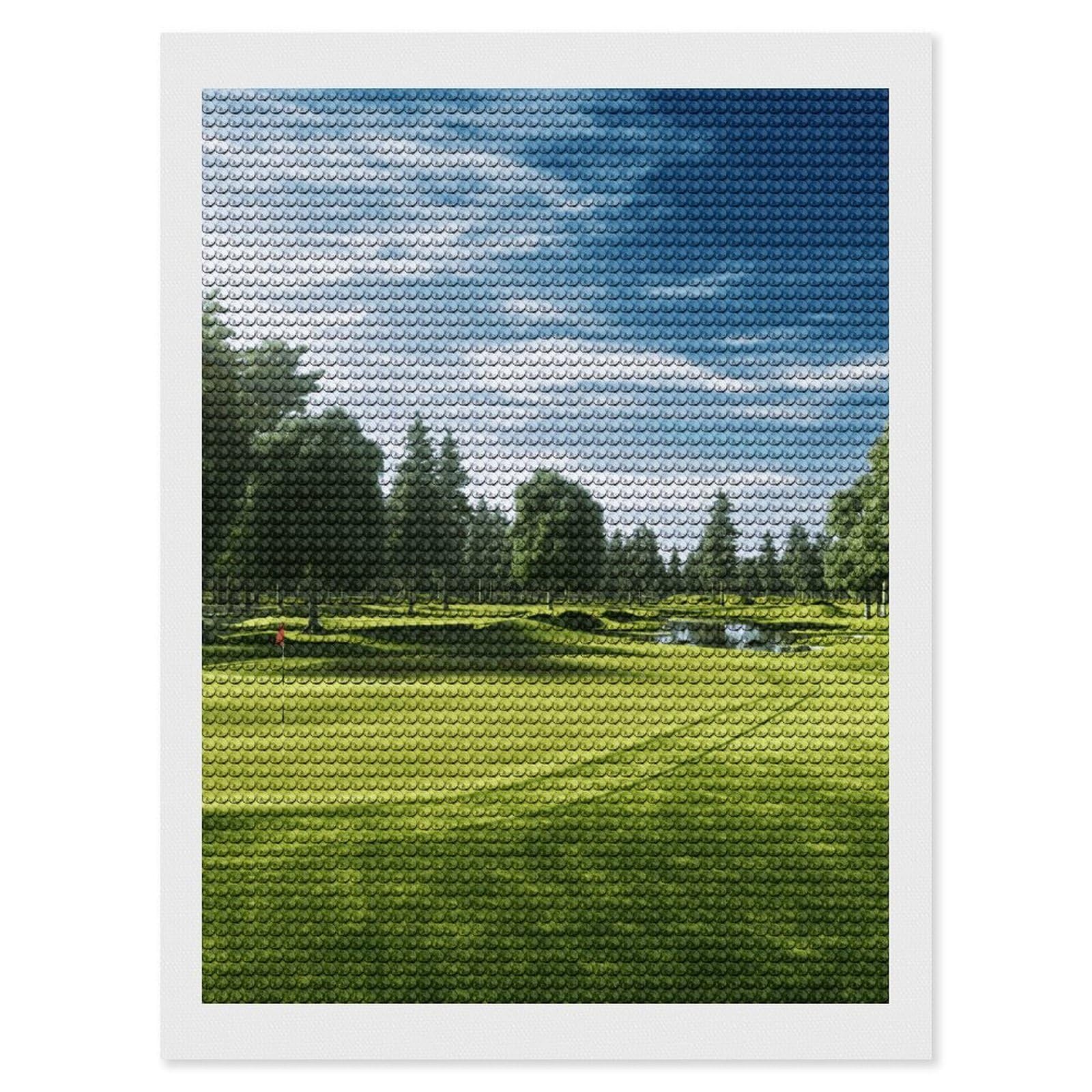 FekiLoot Diamond Art Kits for Adults, DIY 5D Golf Course Lawn Diamond Painting Kits for Beginners, Full Round Drill Diamond Dots Painting Gem Art Crafts for Home Wall Decor & Gift 12"x16"