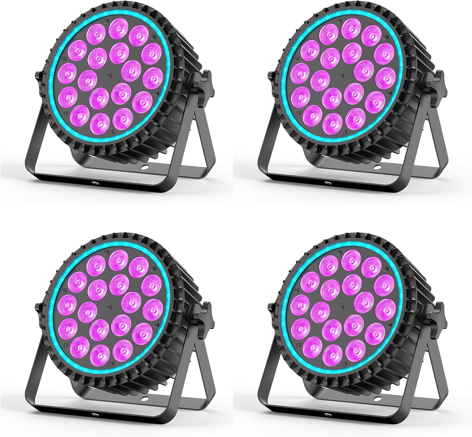 Stage Par Lights,18X12W DJ LED Stage Lights, RGBW 4IN1 Wash/Strobe Effect DMX512 Control Sound Activated Uplighting for Event Family Festival Party, 4 Pack